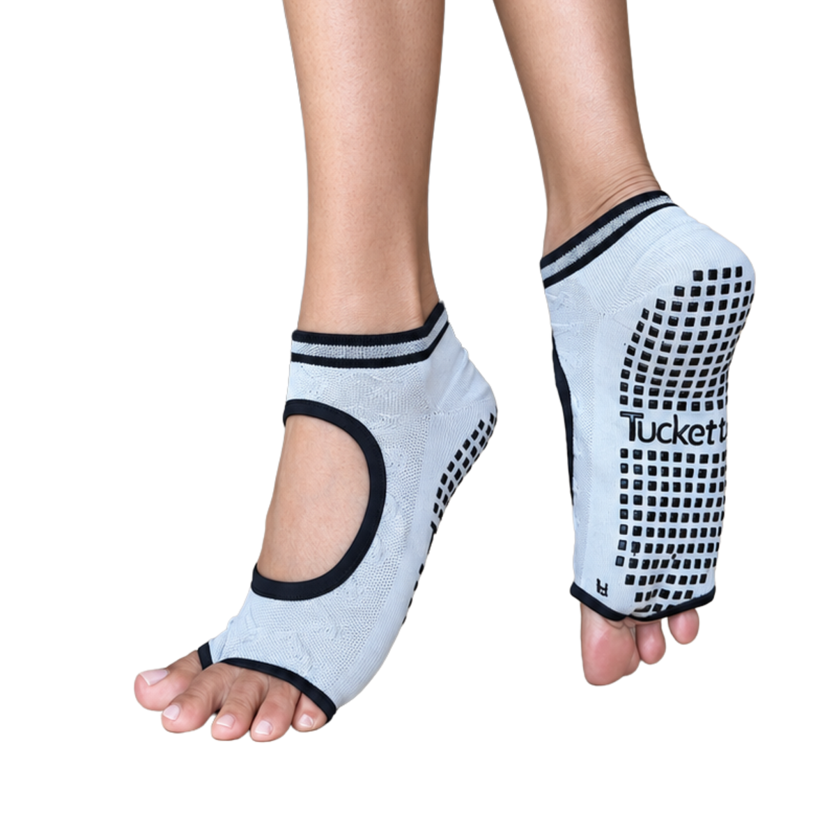 Tucketts Allegro Pilates Socks - Non-Slip Grip, Open Toe, Barre & Yoga - Women's