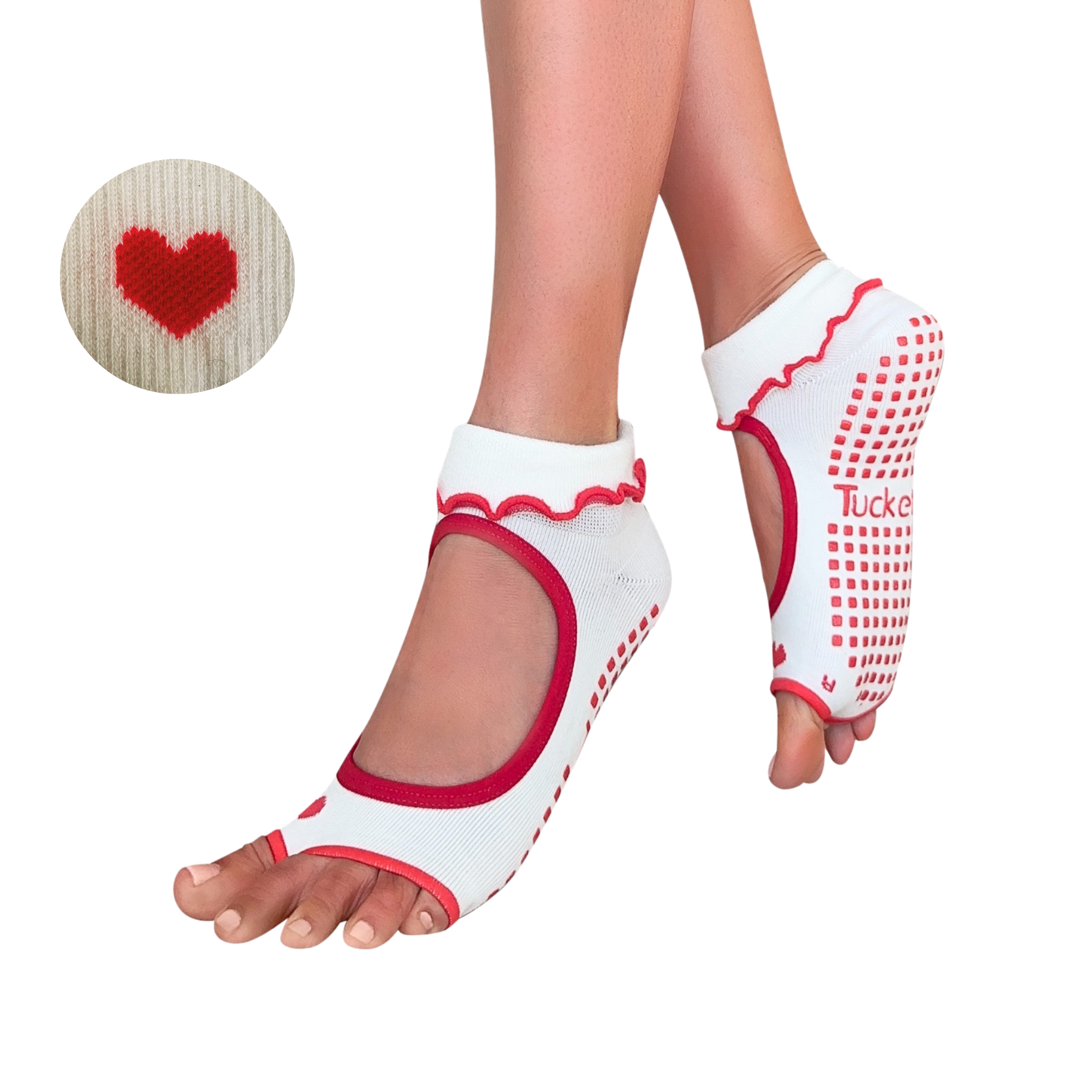 Tucketts Allegro Pilates Socks - Non-Slip Grip, Open Toe, Barre & Yoga - Women's