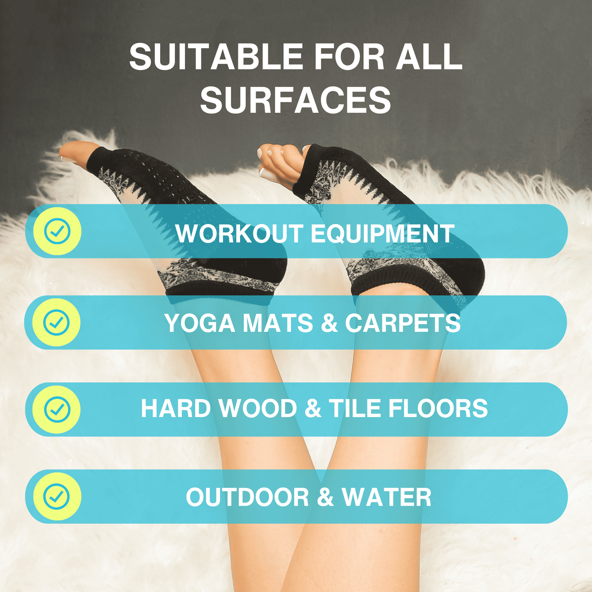 Tucketts Flow Pilates Socks - Non-Slip Grip, Open Toe, Barre & Yoga - Women's