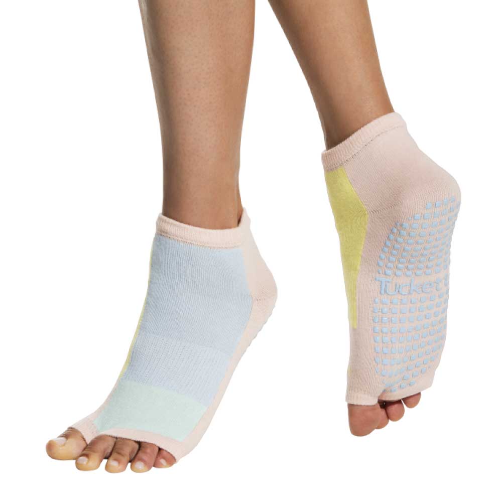 Tucketts Anklet Serenity Pilates Socks - Non-Slip Grip, Open Toe, Barre & Yoga - Women's
