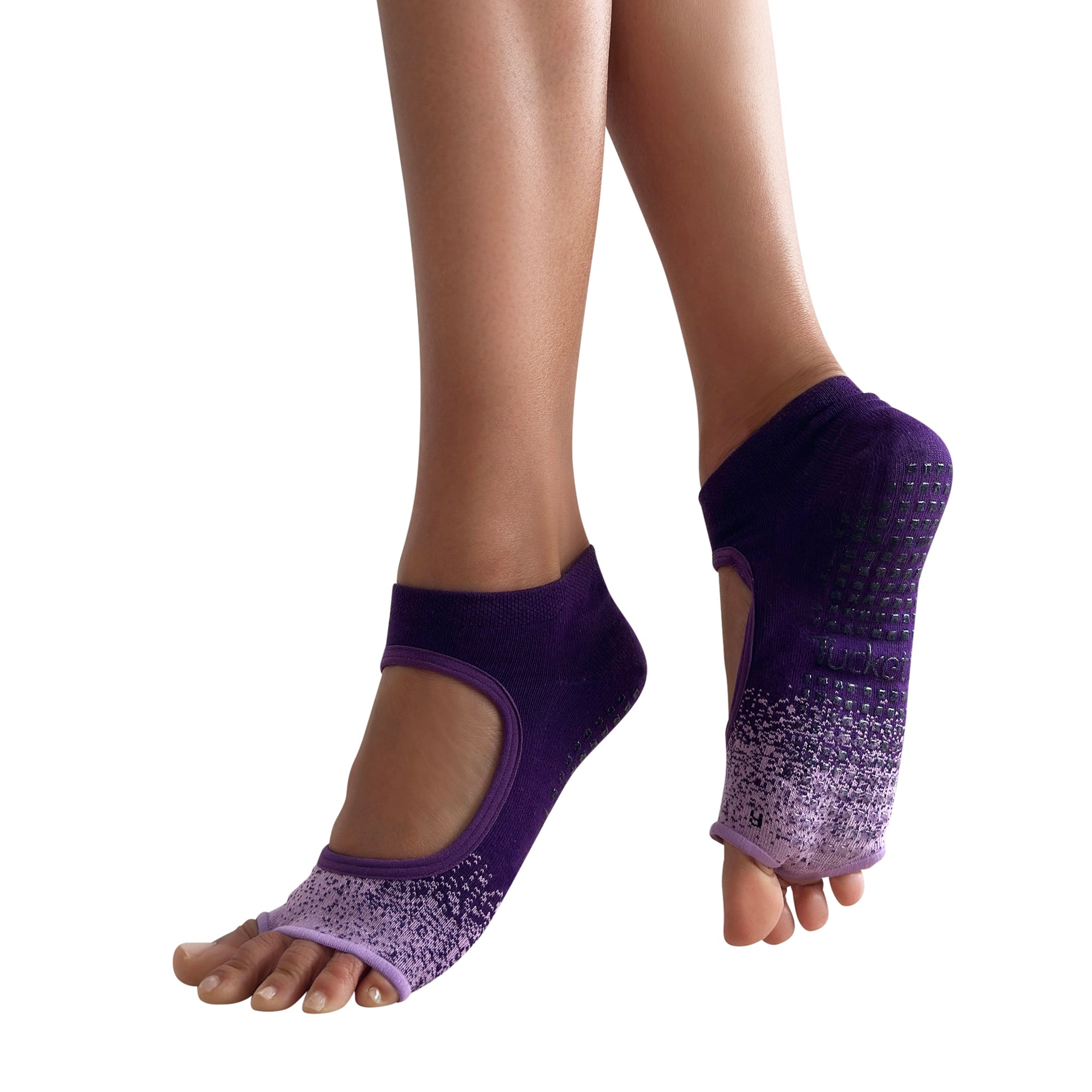 Tucketts Allegro Pilates Socks - Non-Slip Grip, Open Toe, Barre & Yoga - Women's