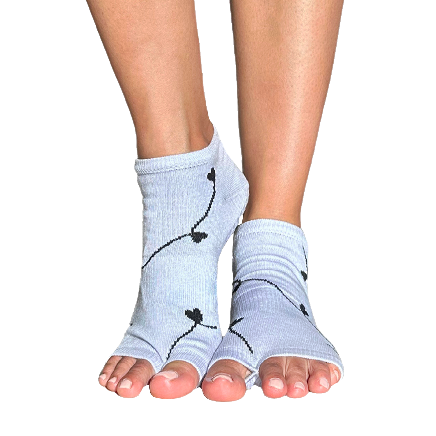 Tucketts Anklet Heart Strings Lilac Pilates Socks - Non-Slip Grip, Open Toe, Barre & Yoga - Women's