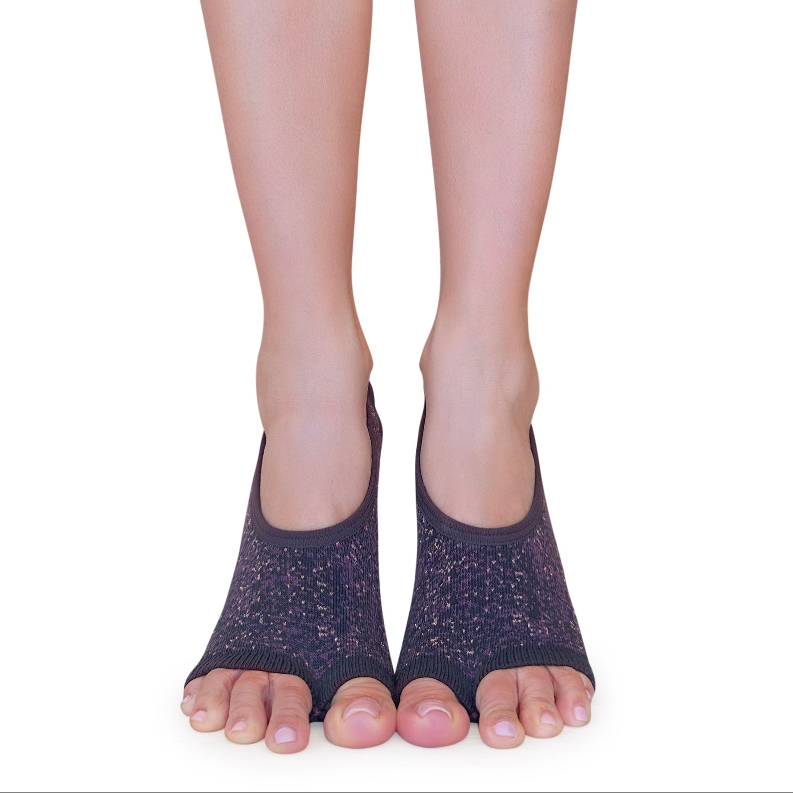 Tucketts Ballerina - Mocca Radiance Pilates Socks - Non-Slip Grip, Open Toe, Barre & Yoga - Women's
