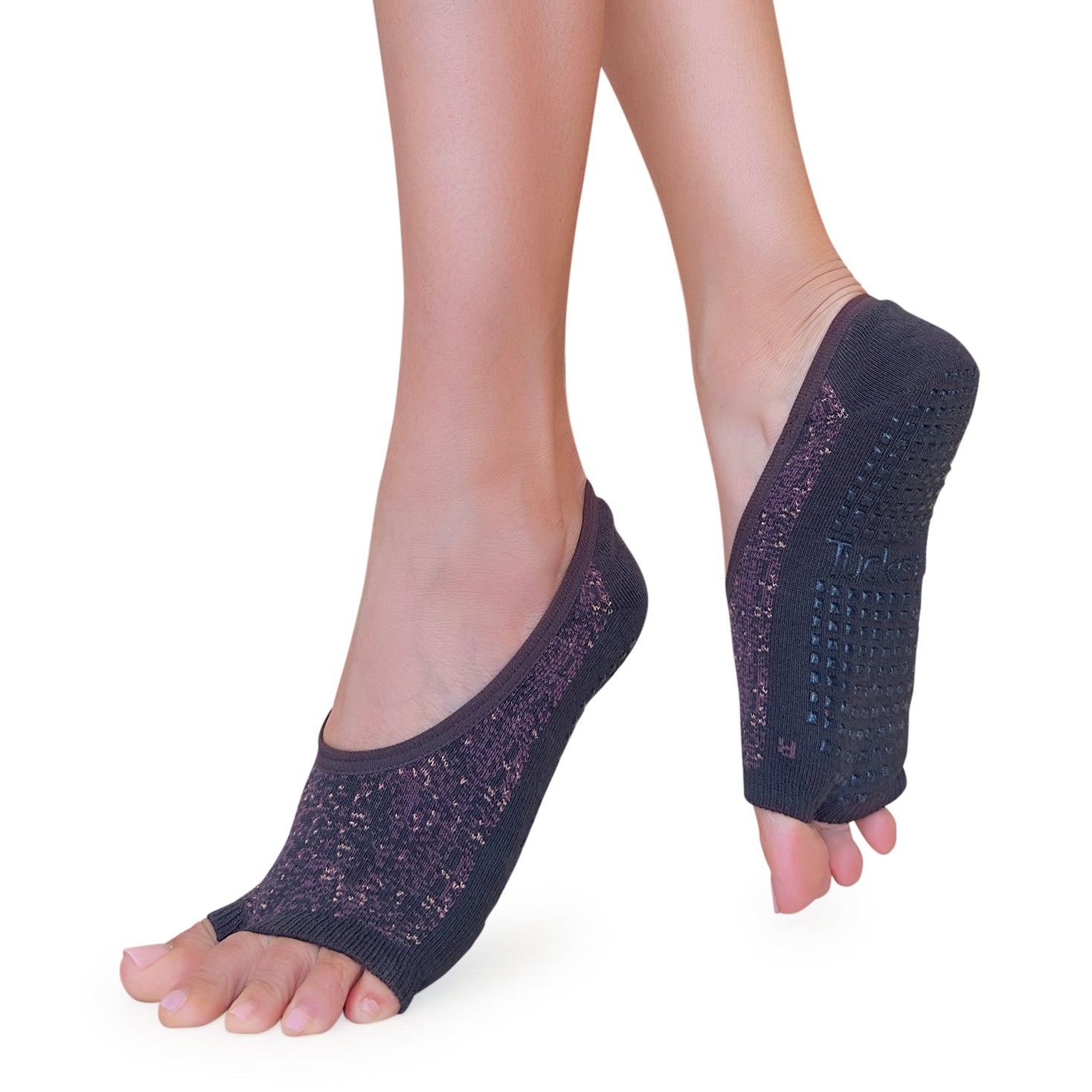 Tucketts Ballerina Pilates Socks - Non-Slip Grip, Open Toe, Barre & Yoga - Women's