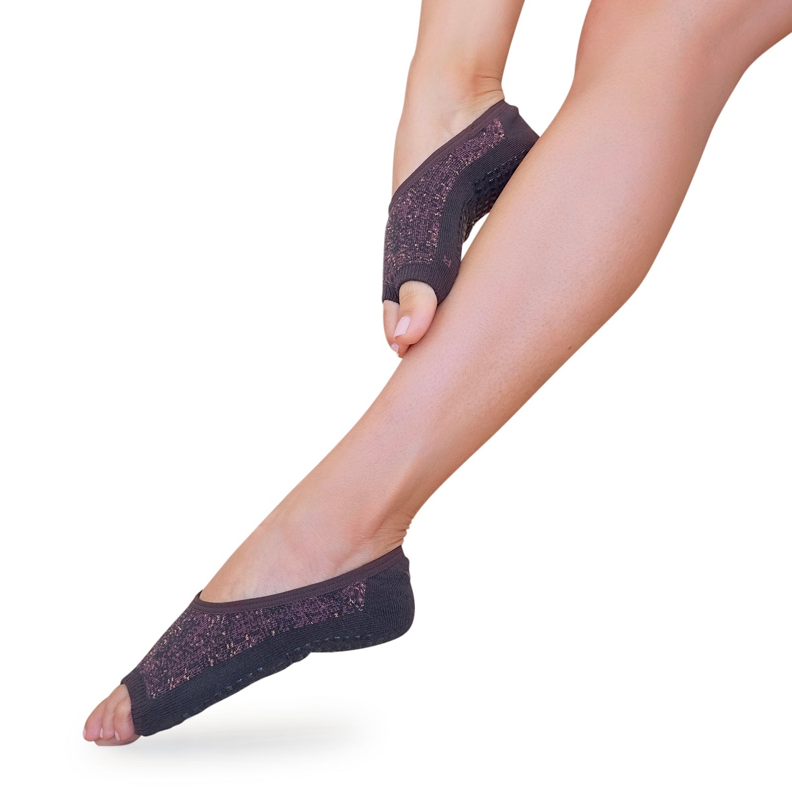 Tucketts Ballerina - Mocca Radiance Pilates Socks - Non-Slip Grip, Open Toe, Barre & Yoga - Women's