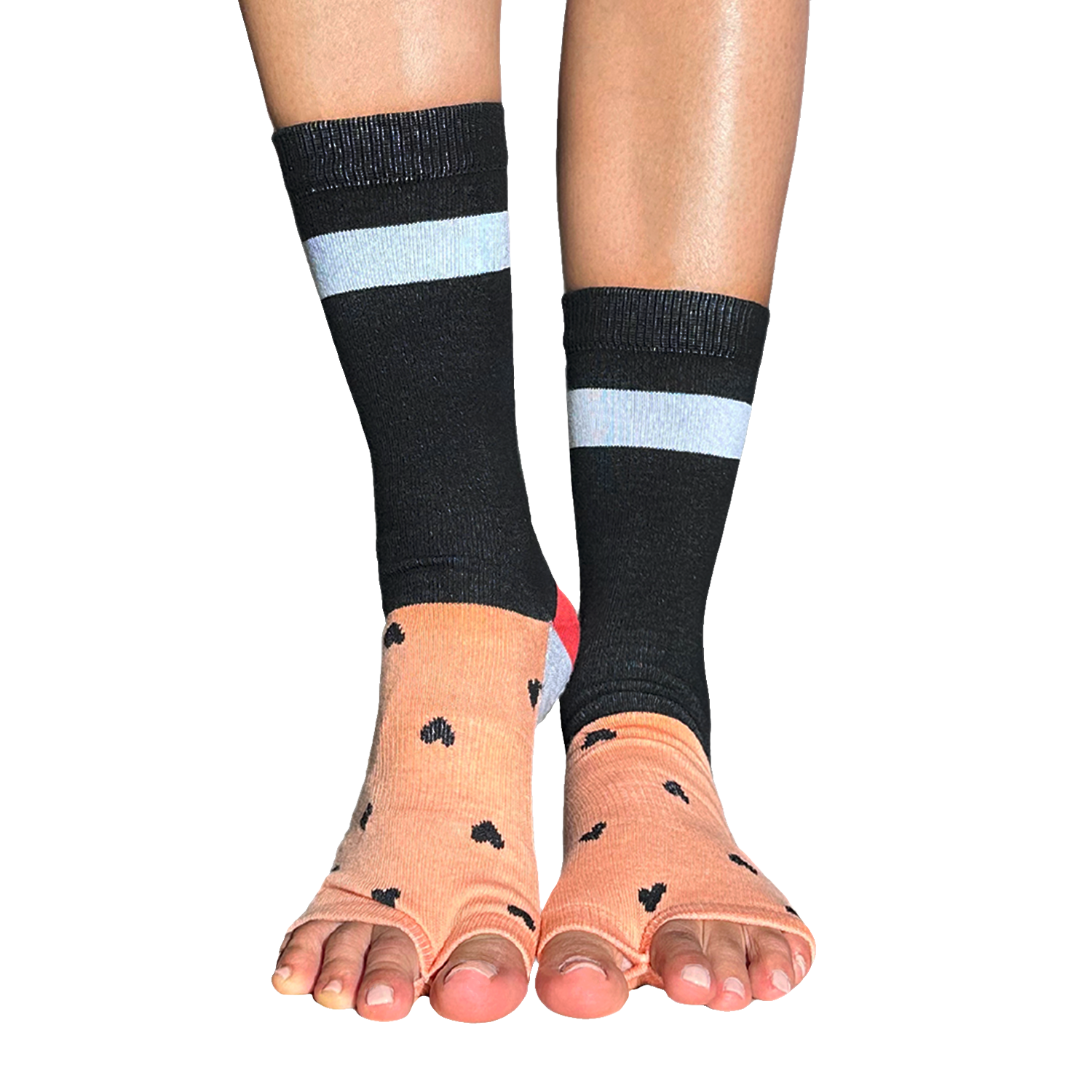Tucketts Crew Spice Pilates Socks - Non-Slip Grip, Open Toe, Barre & Yoga - Women's
