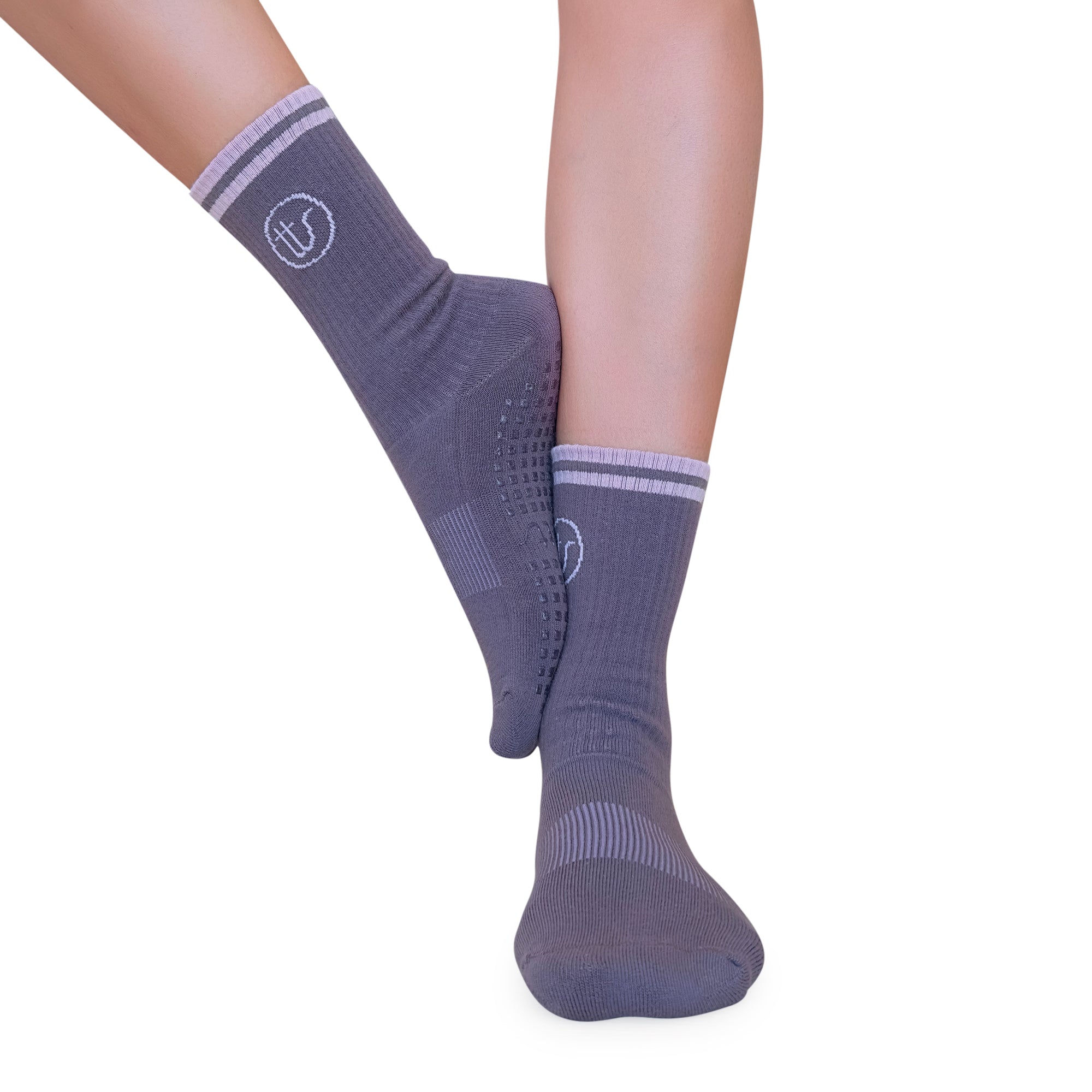Tucketts Crew Closed Toe – Plumwood Trail Pilates Socks - Non-Slip Grip, Closed Toe, Barre & Yoga
