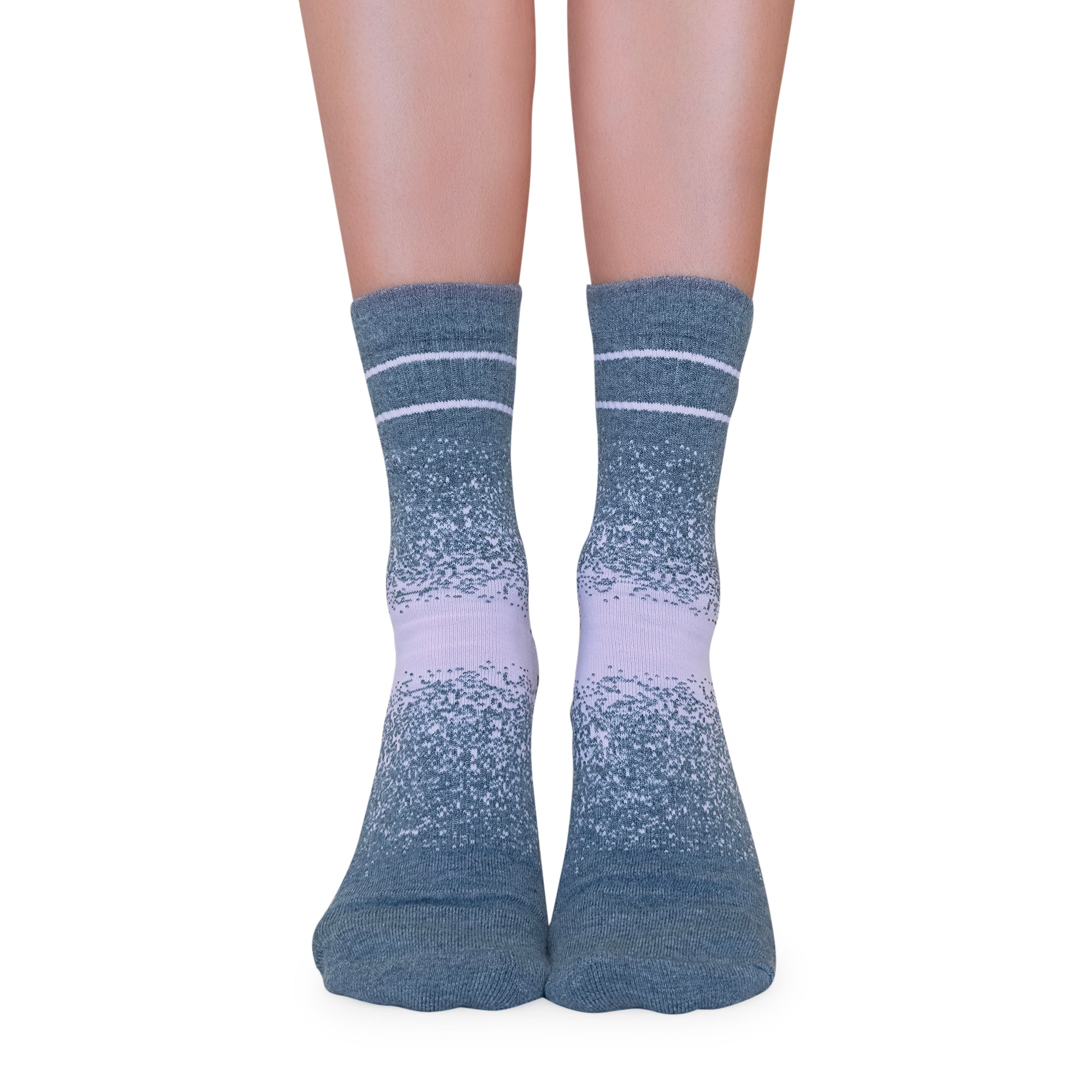 Tucketts Crew Closed Toe – Grey/Blush Equilibrium Pilates Socks - Non-Slip Grip, Closed Toe, Barre & Yoga