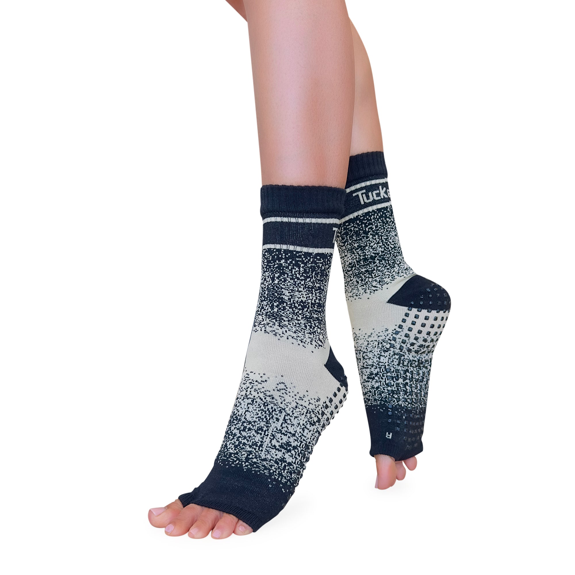 Tucketts Crew Pilates Socks - Non-Slip Grip, Open/Closed Toe, Barre & Yoga - Women's