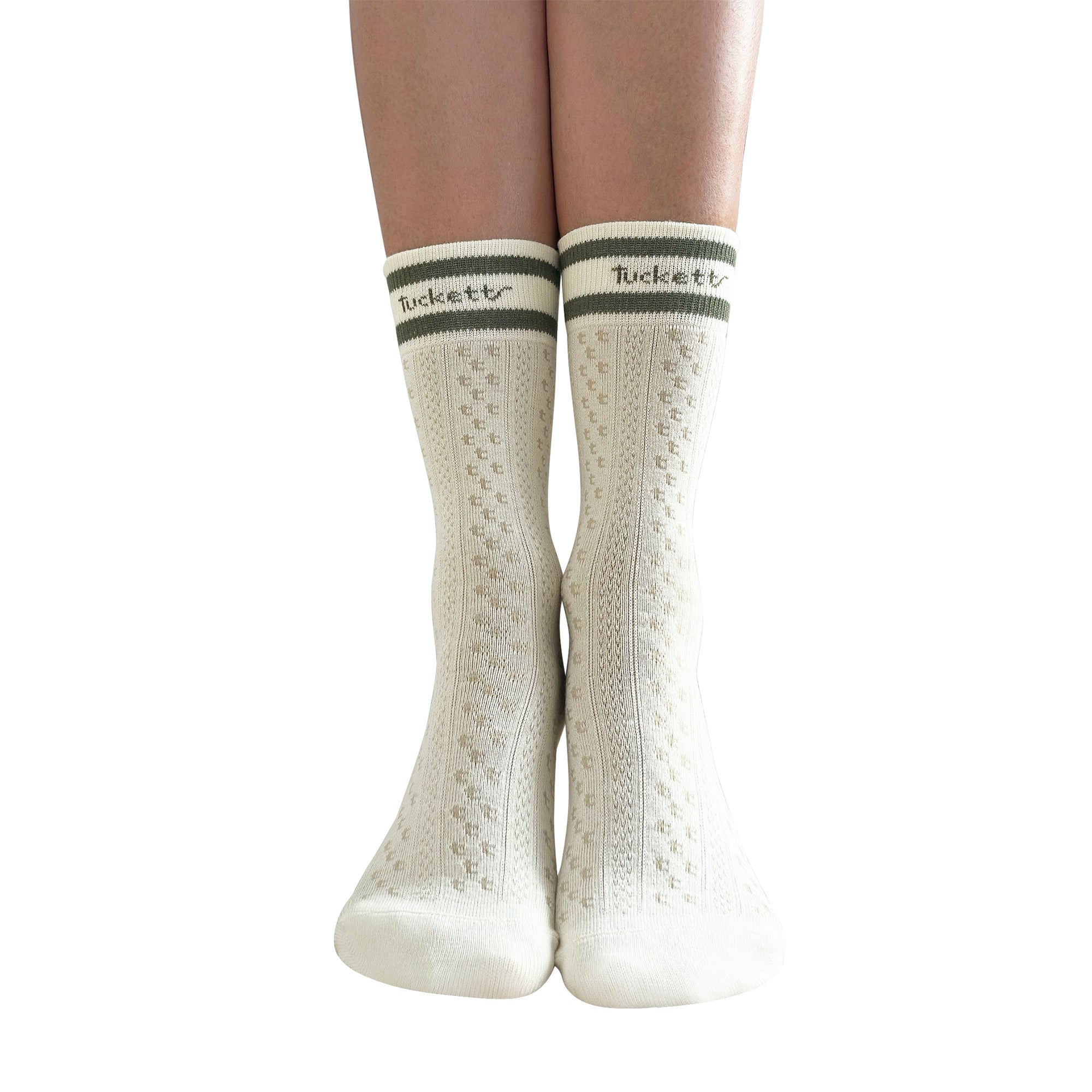 Tucketts Crew Closed Toe - Cornsilk Sands Pilates Socks - Non-Slip Grip, Closed Toe, Barre & Yoga - Women's