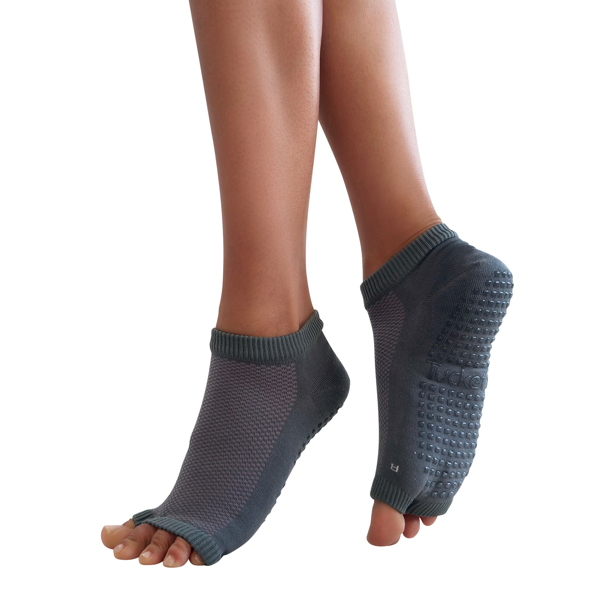 Tucketts Flow - Eucalyptus Rosacea Pilates Socks - Non-Slip Grip, Open Toe, Barre & Yoga - Women's