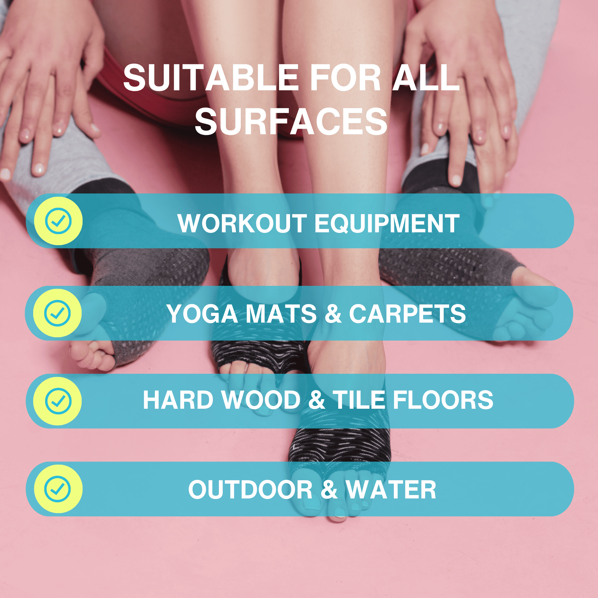 Tucketts Ballerina Pilates Socks - Non-Slip Grip, Open Toe, Barre & Yoga - Women's