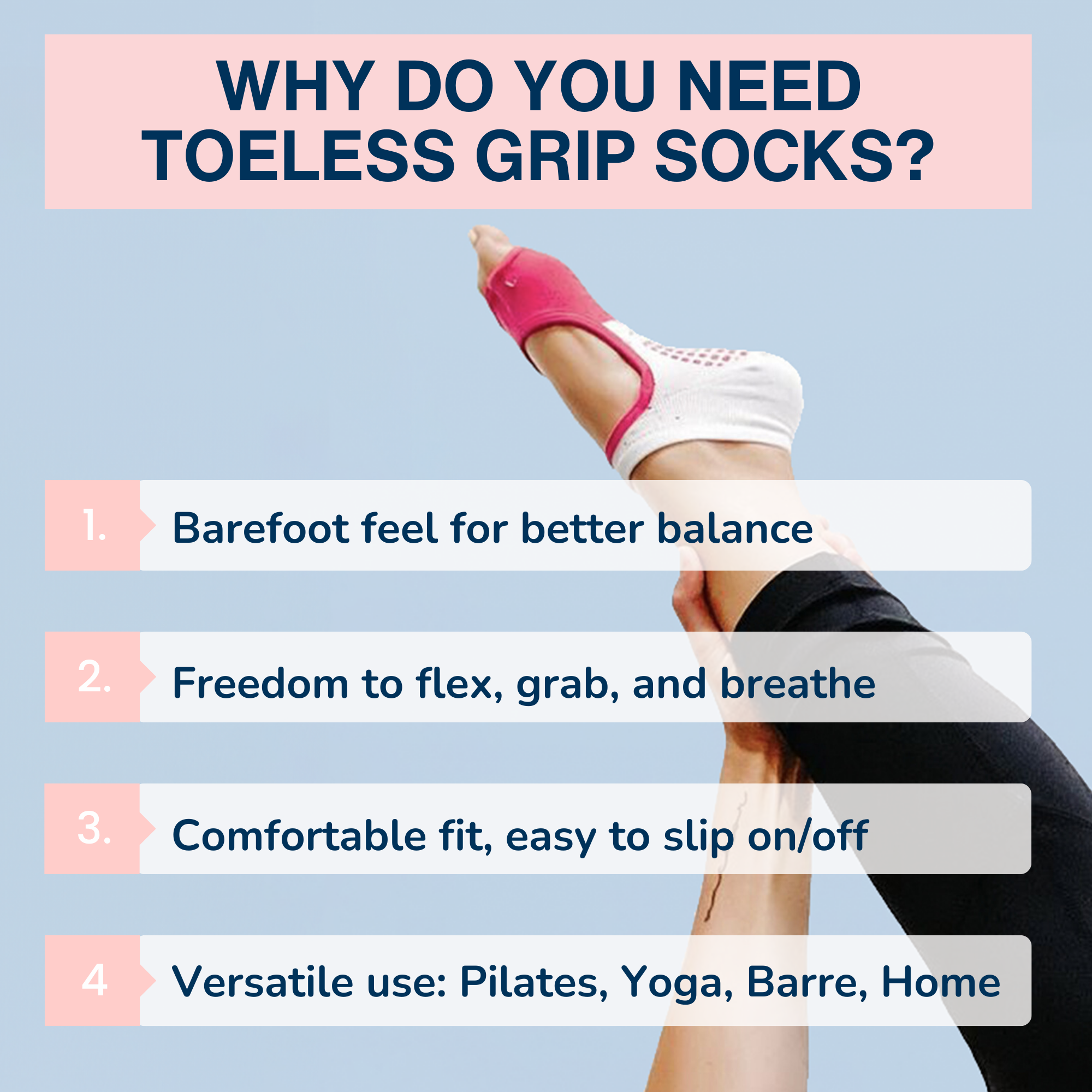 Tucketts Allegro Twilight Dot Pilates Socks - Non-Slip Grip, Open Toe, Barre & Yoga - Women's