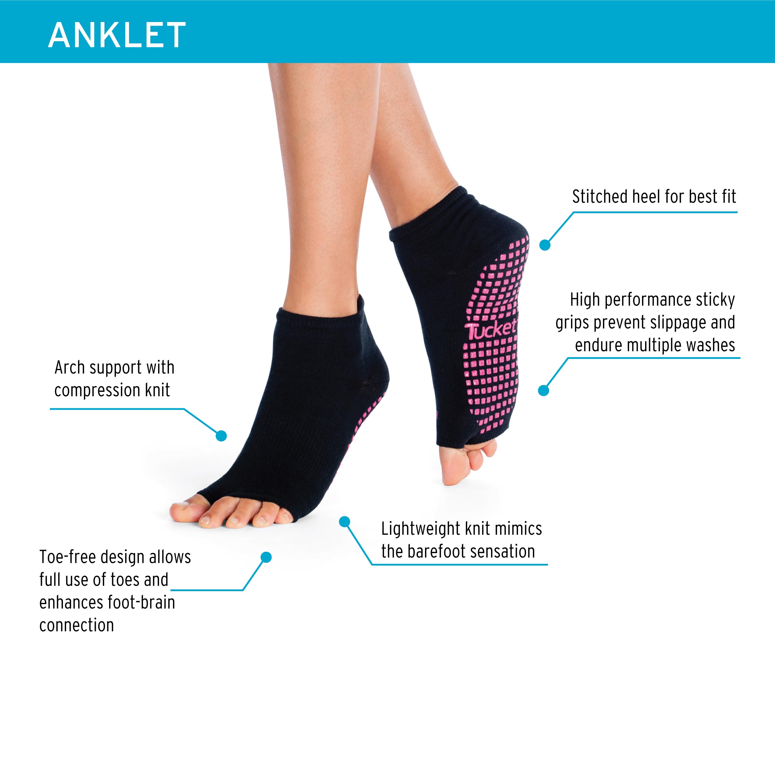 Anklet - Charcoal Heather - Men/Women L - Grip Socks