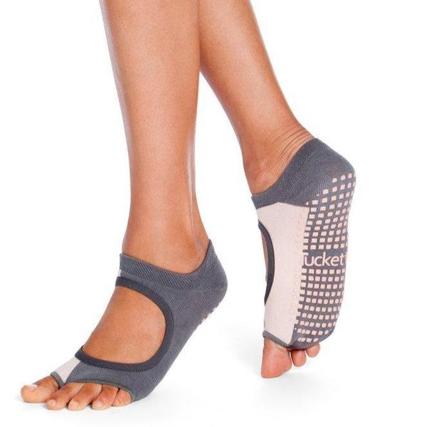 Tucketts Allegro Pilates Socks Non-Slip Grip, Open Toe, Barre Yoga