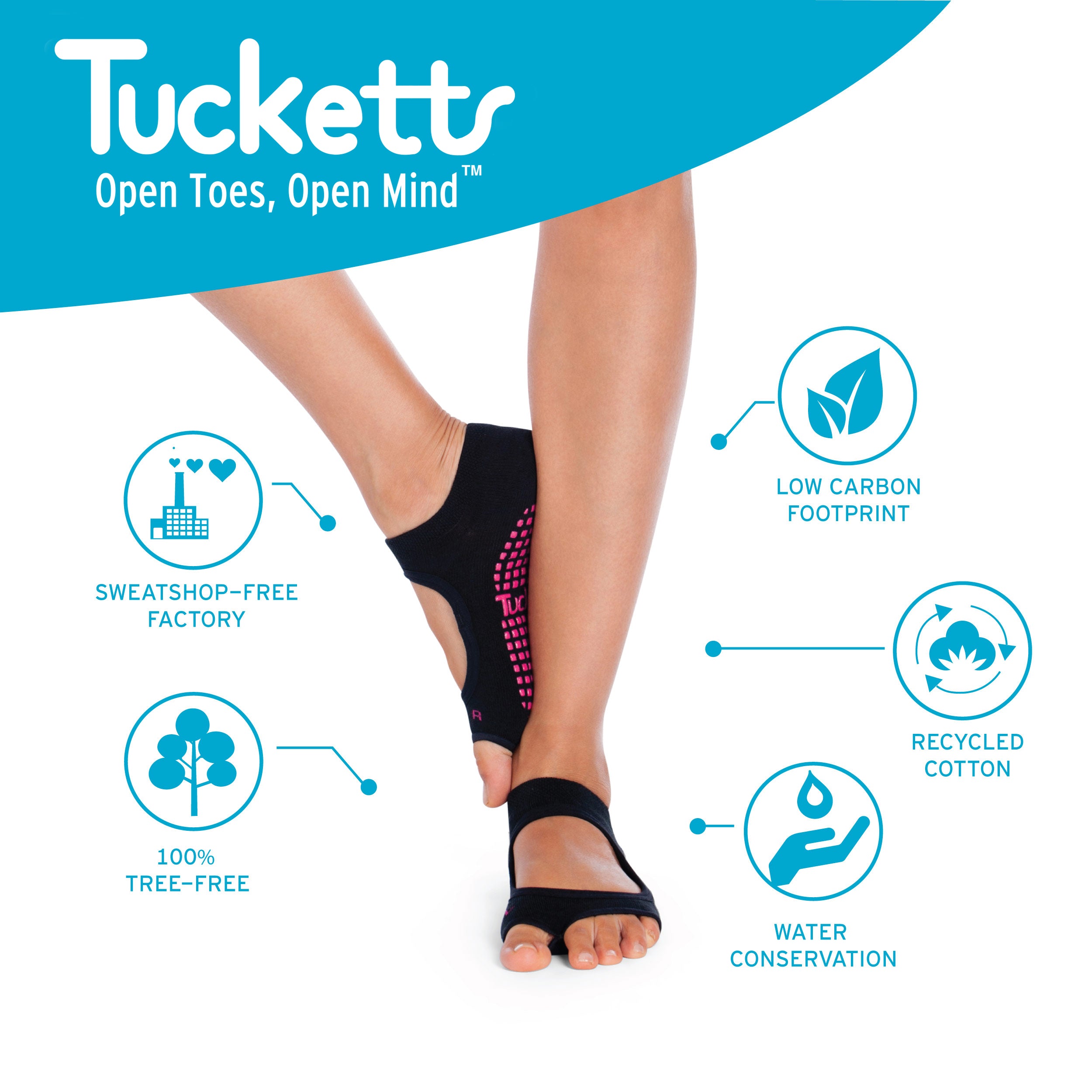 Tucketts Allegro NudeForEveryone 05 Pilates Socks - Non-Slip Grip, Open Toe, Barre & Yoga - Women's