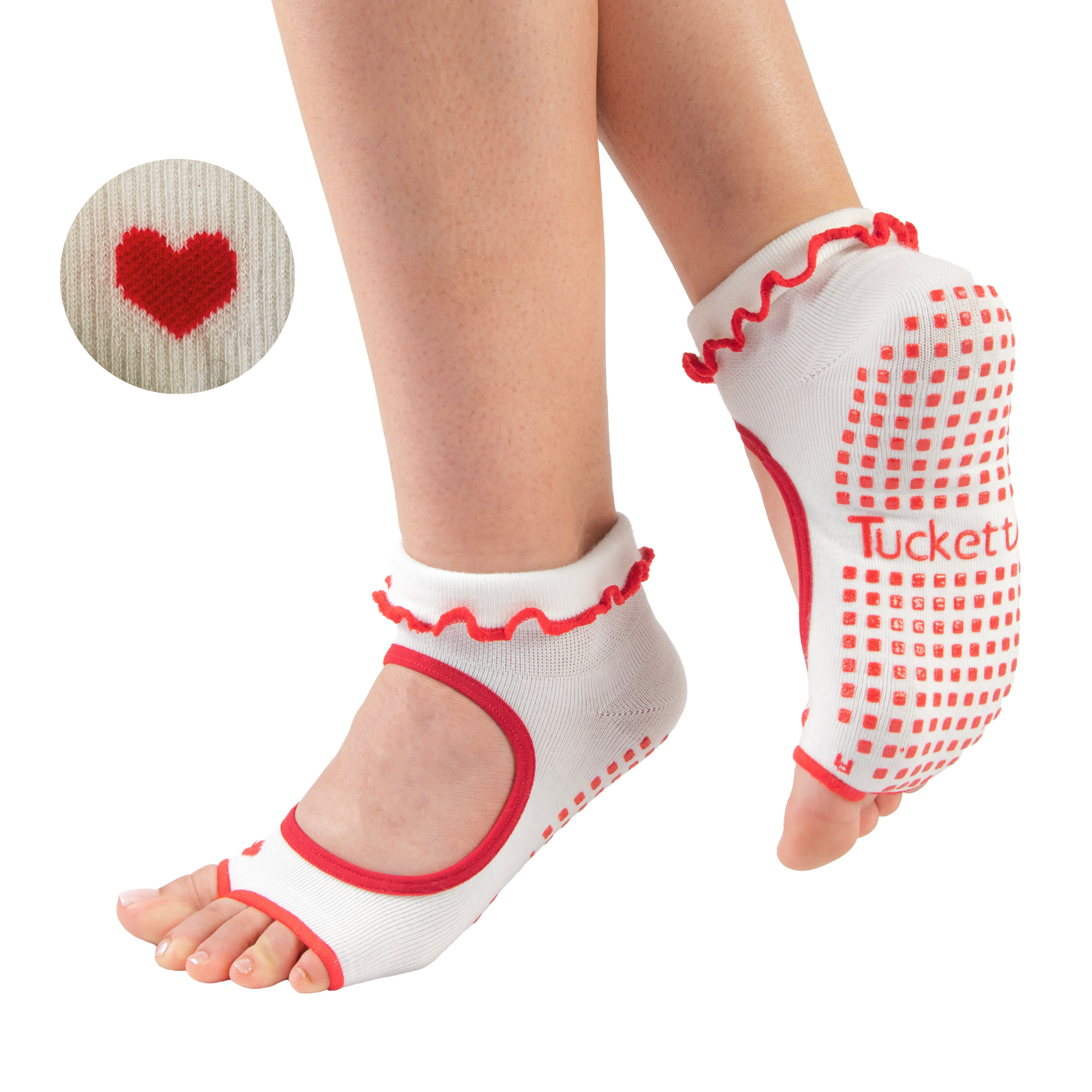 Tucketts Allegro Pilates Socks - Non-Slip Grip, Open Toe, Barre & Yoga - Women's