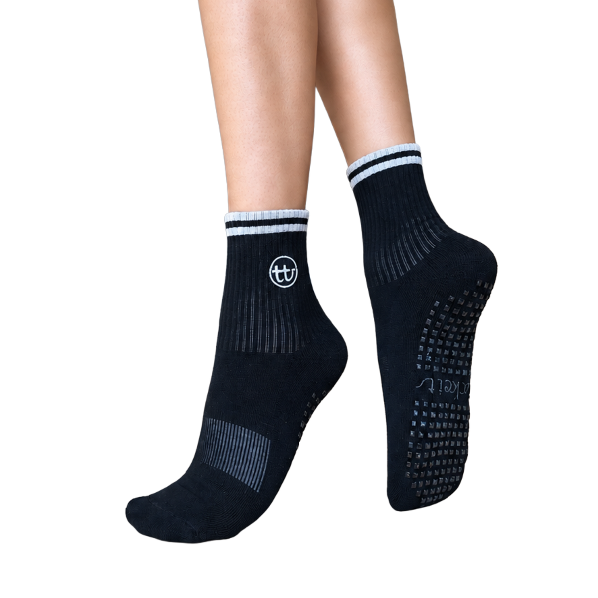 Tucketts Crew Closed Toe - Black TTS Pilates Socks - Non-Slip Grip, Closed Toe, Barre & Yoga (Copy)