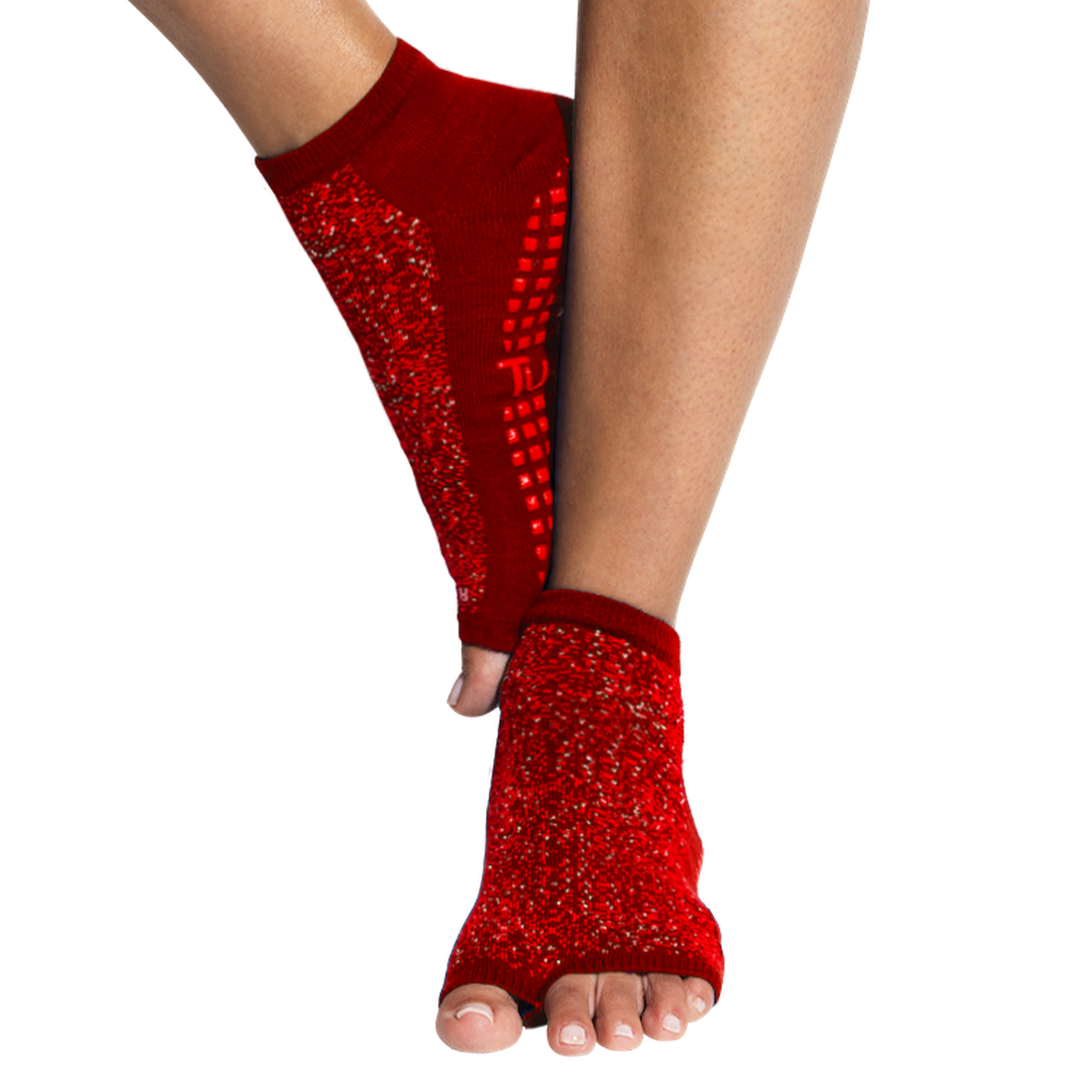 Tucketts Anklet Sparkling Rouge Pilates Socks - Non-Slip Grip, Open Toe, Barre & Yoga - Women's