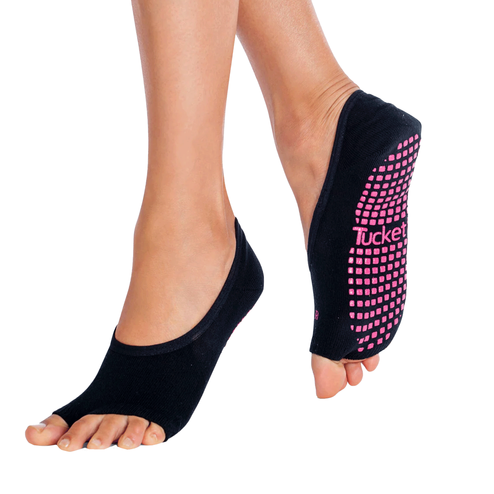 Tucketts Ballerina Pilates Socks - Non-Slip Grip, Open Toe, Barre & Yoga - Women's