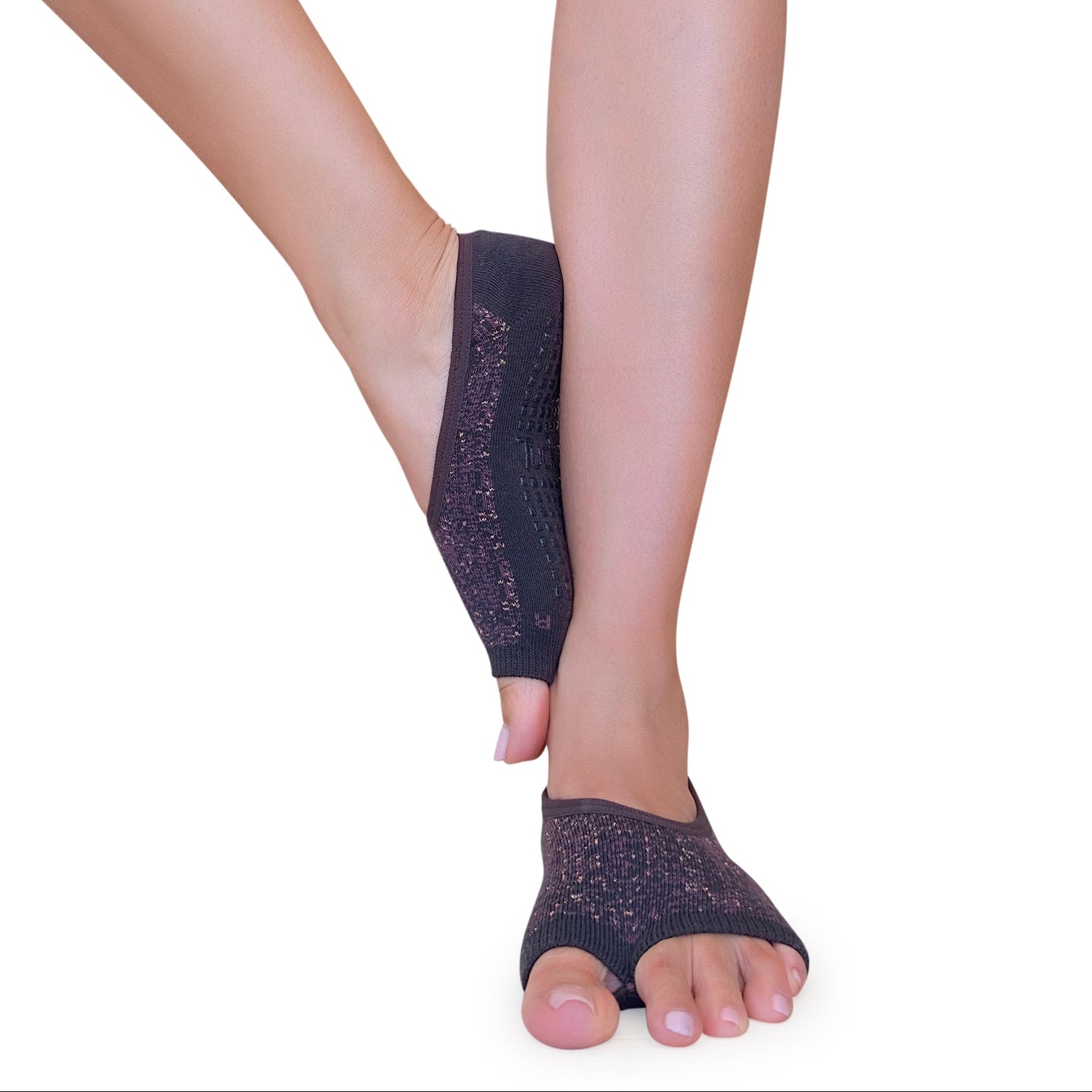 Tucketts Ballerina - Mocca Radiance Pilates Socks - Non-Slip Grip, Open Toe, Barre & Yoga - Women's