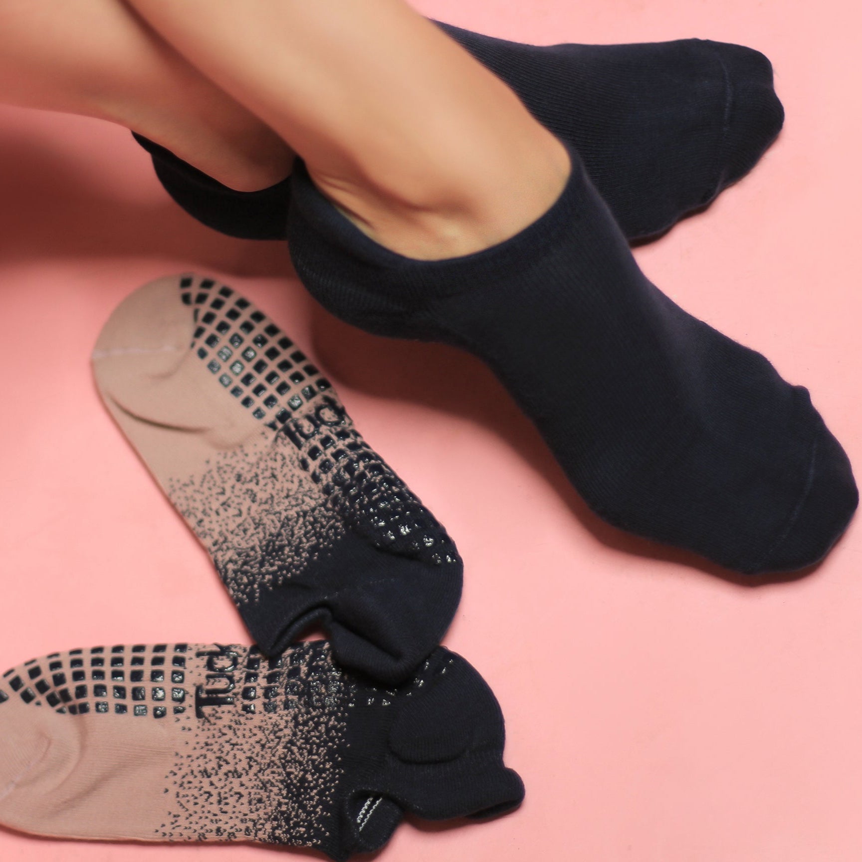 2 PACK - Tab Closed Toe - Rose + Navy - Grip Socks