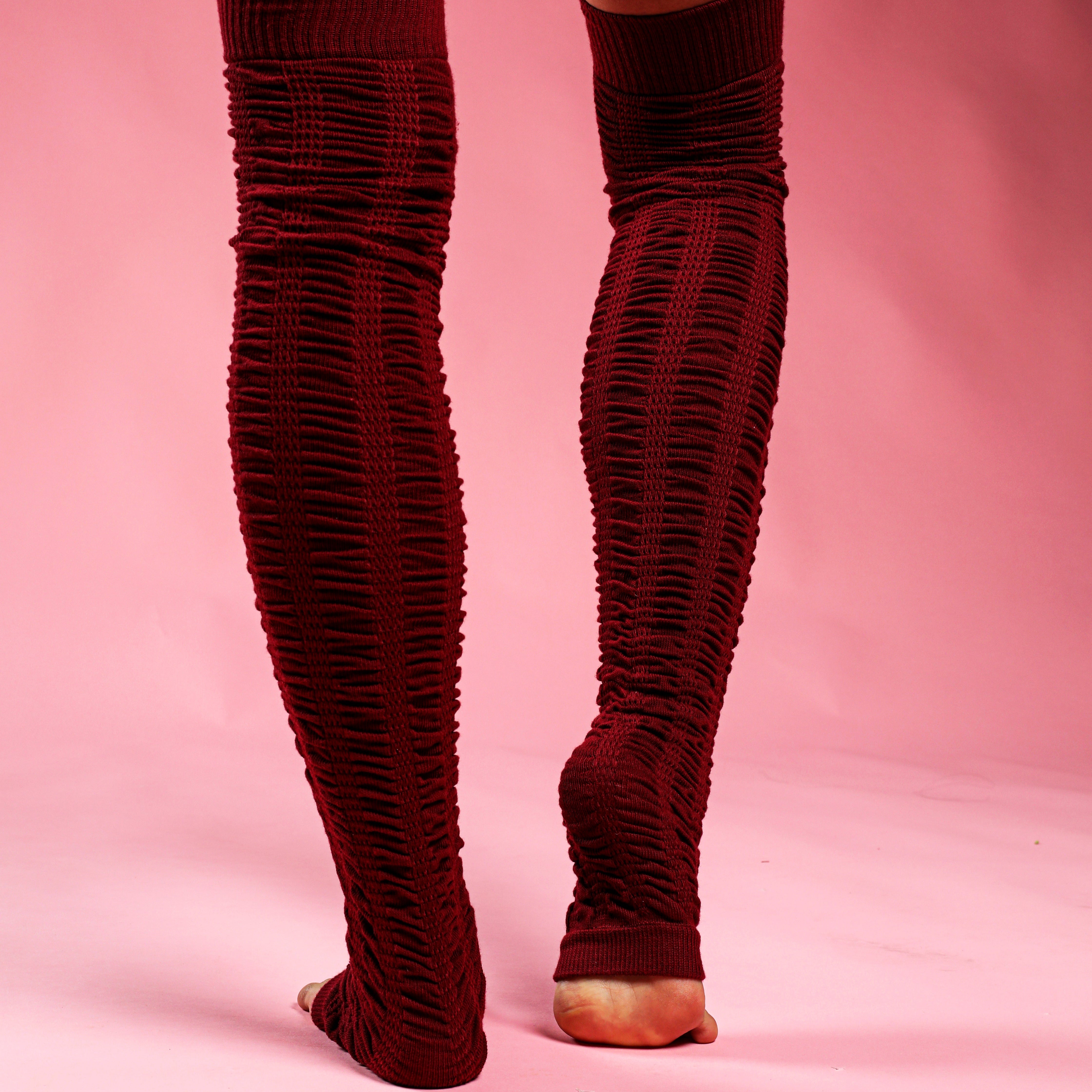 Leg Warmers - Ruched Garnet