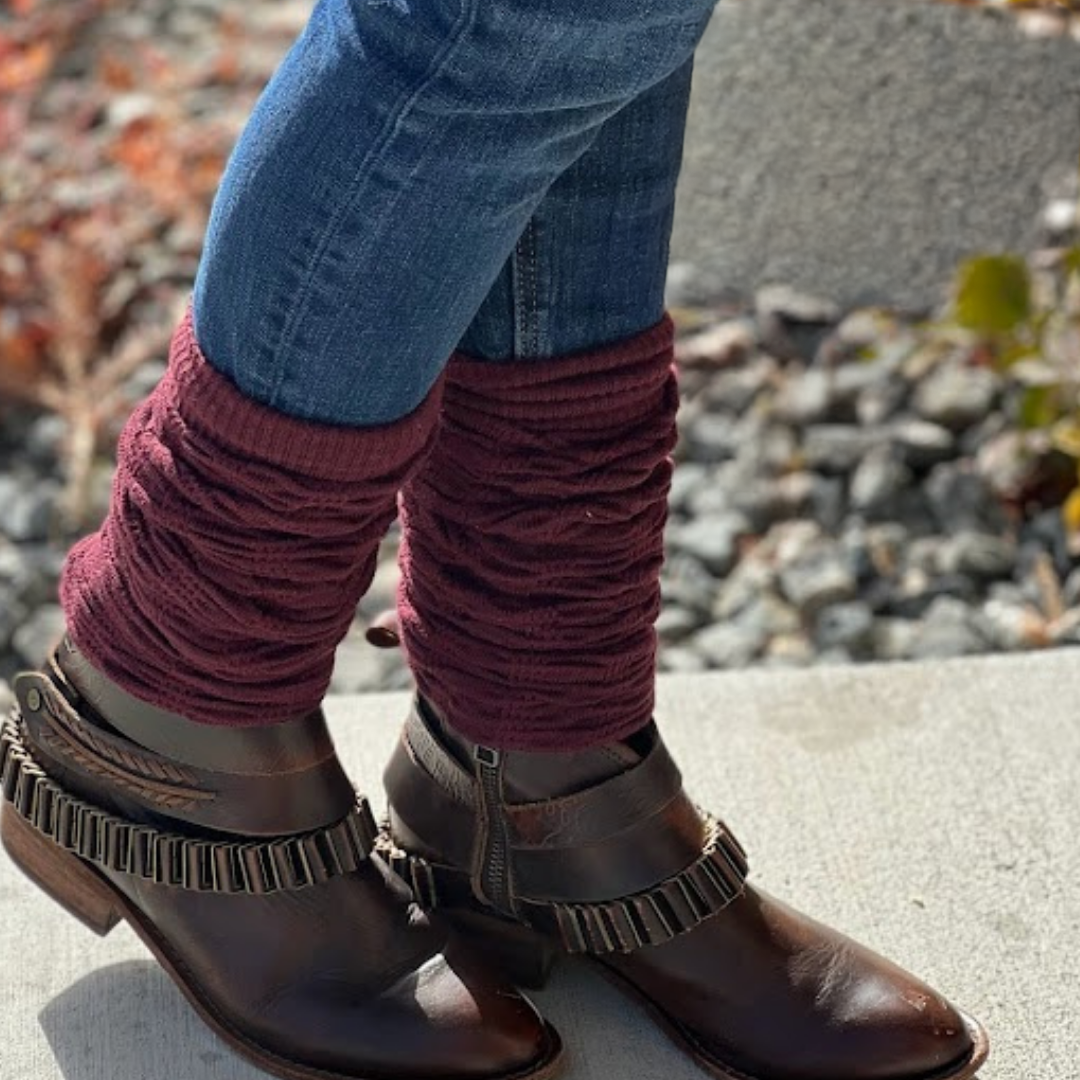 Leg Warmers - Ruched Garnet