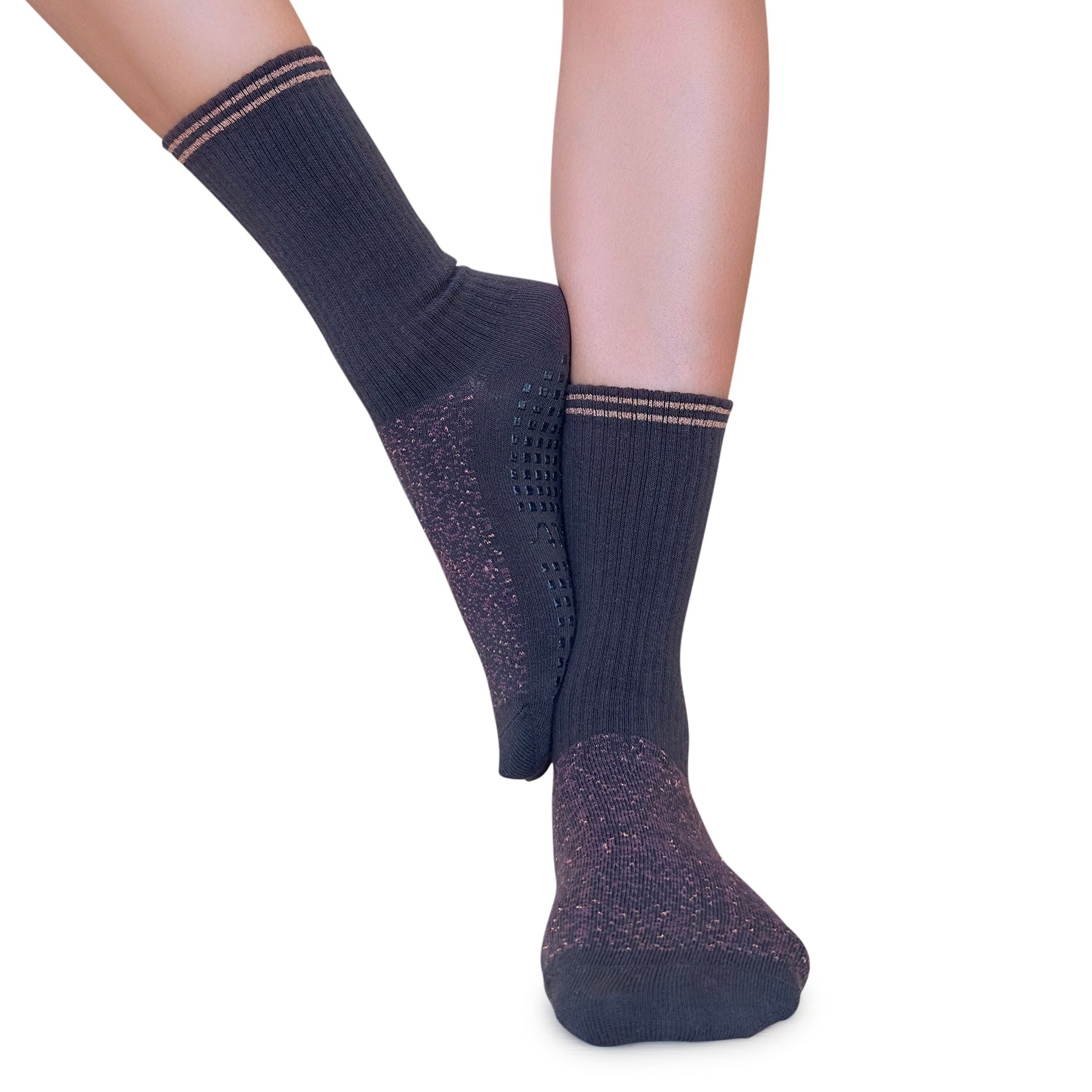 Tucketts Crew Closed Toe – Mocca Radiance  Pilates Socks - Non-Slip Grip, Closed Toe, Barre & Yoga