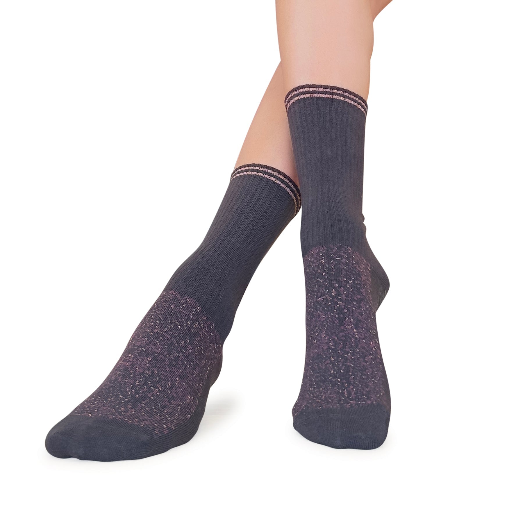 Tucketts Crew Closed Toe – Mocca Radiance  Pilates Socks - Non-Slip Grip, Closed Toe, Barre & Yoga