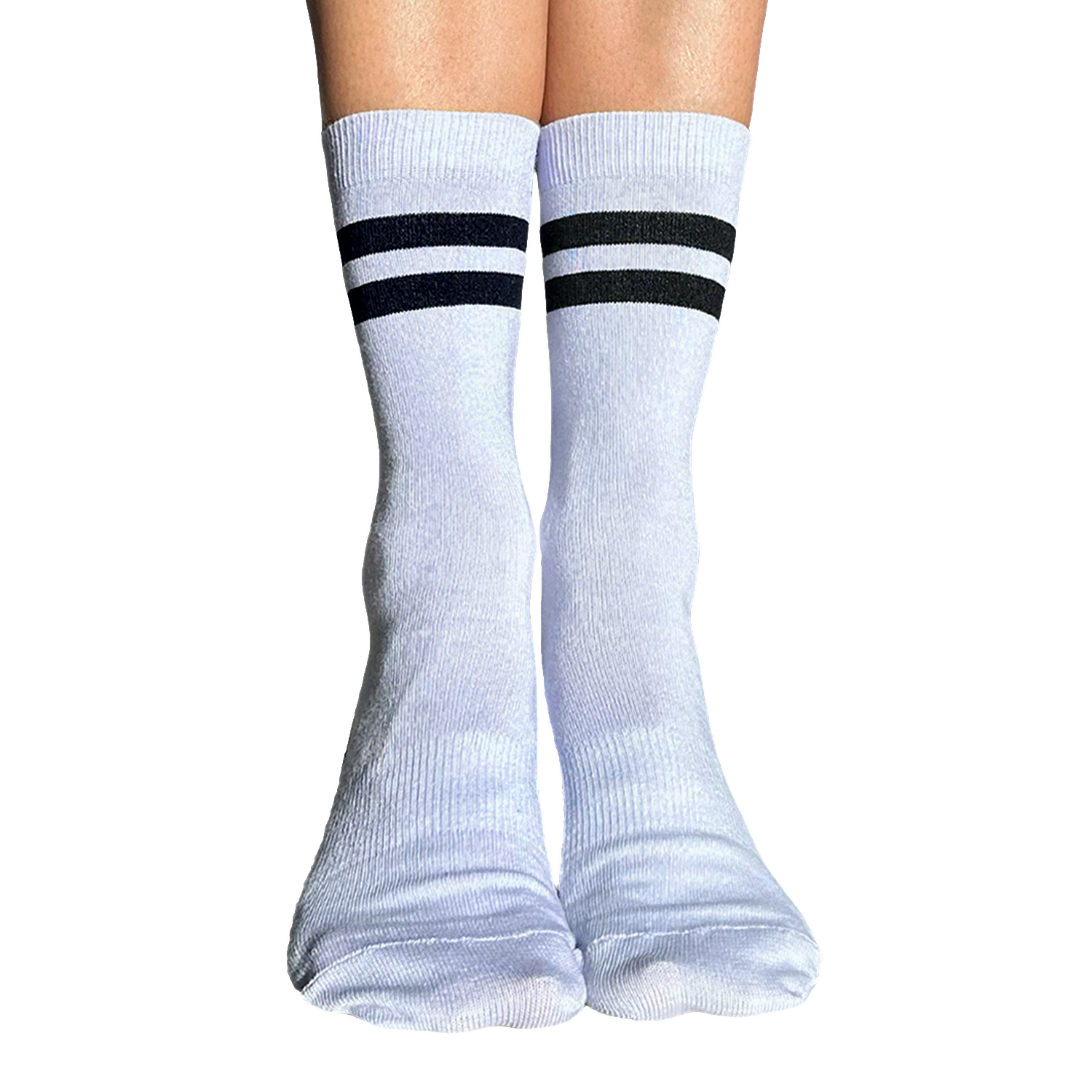 Crew Closed Toe - Striped Black & Lilac - Grip Socks