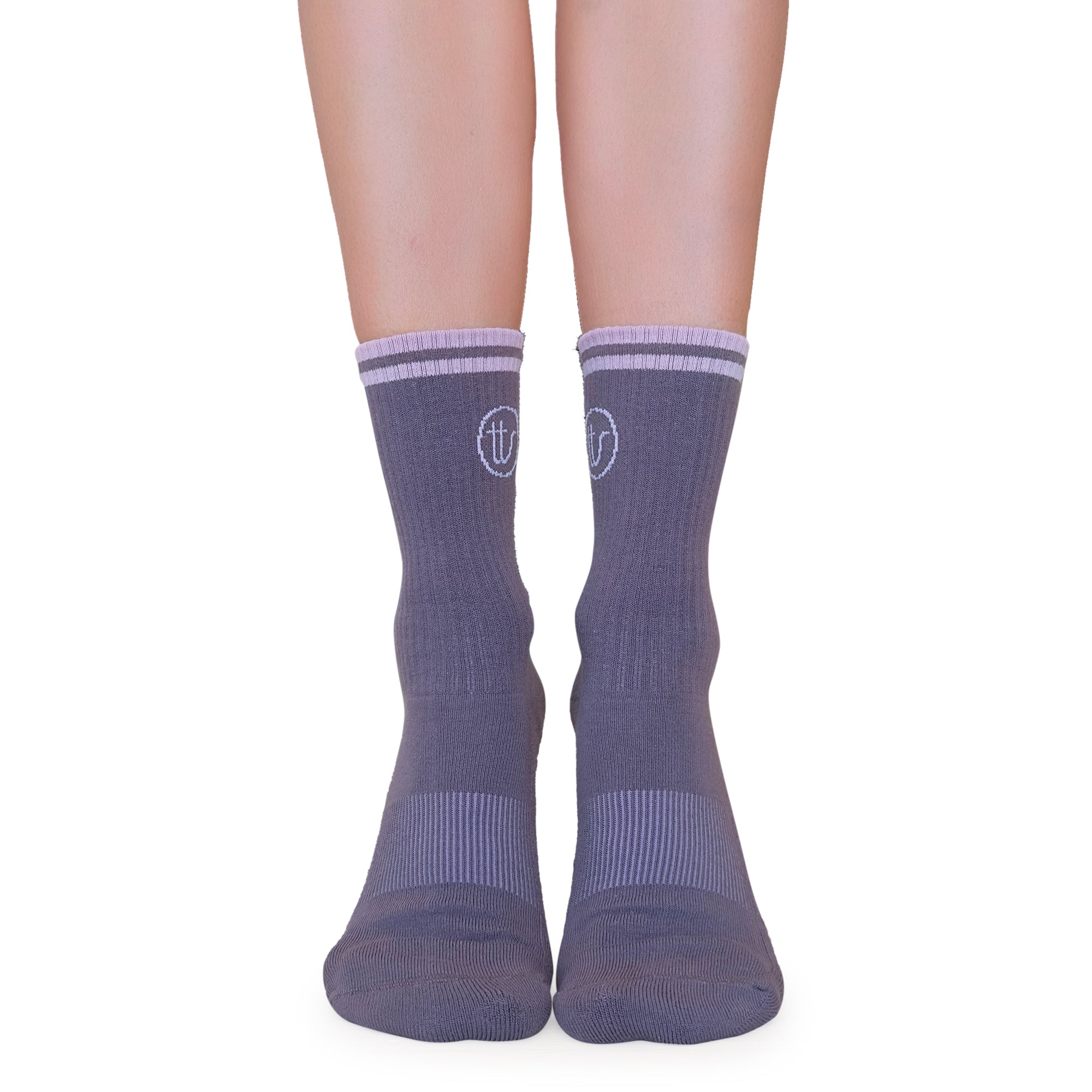 Tucketts Crew Closed Toe – Plumwood Trail Pilates Socks - Non-Slip Grip, Closed Toe, Barre & Yoga