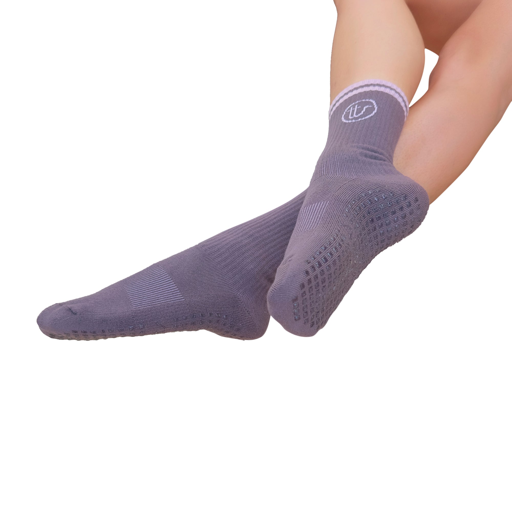 Tucketts Crew Closed Toe – Plumwood Trail Pilates Socks - Non-Slip Grip, Closed Toe, Barre & Yoga