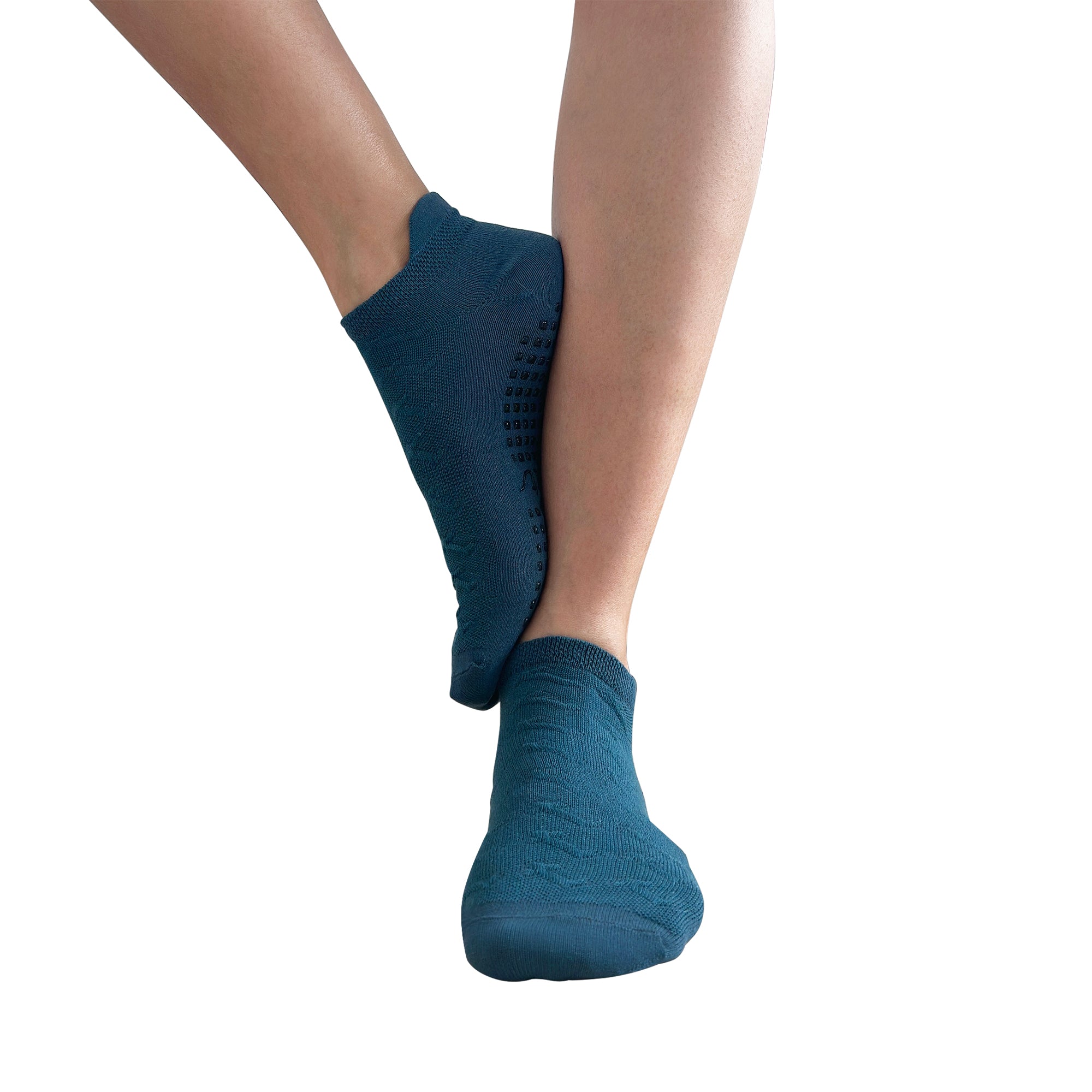 Tucketts Tab Closed Toe - Steelblue Monsoon Pilates Socks - Non-Slip Grip, Barre & Yoga - Women's