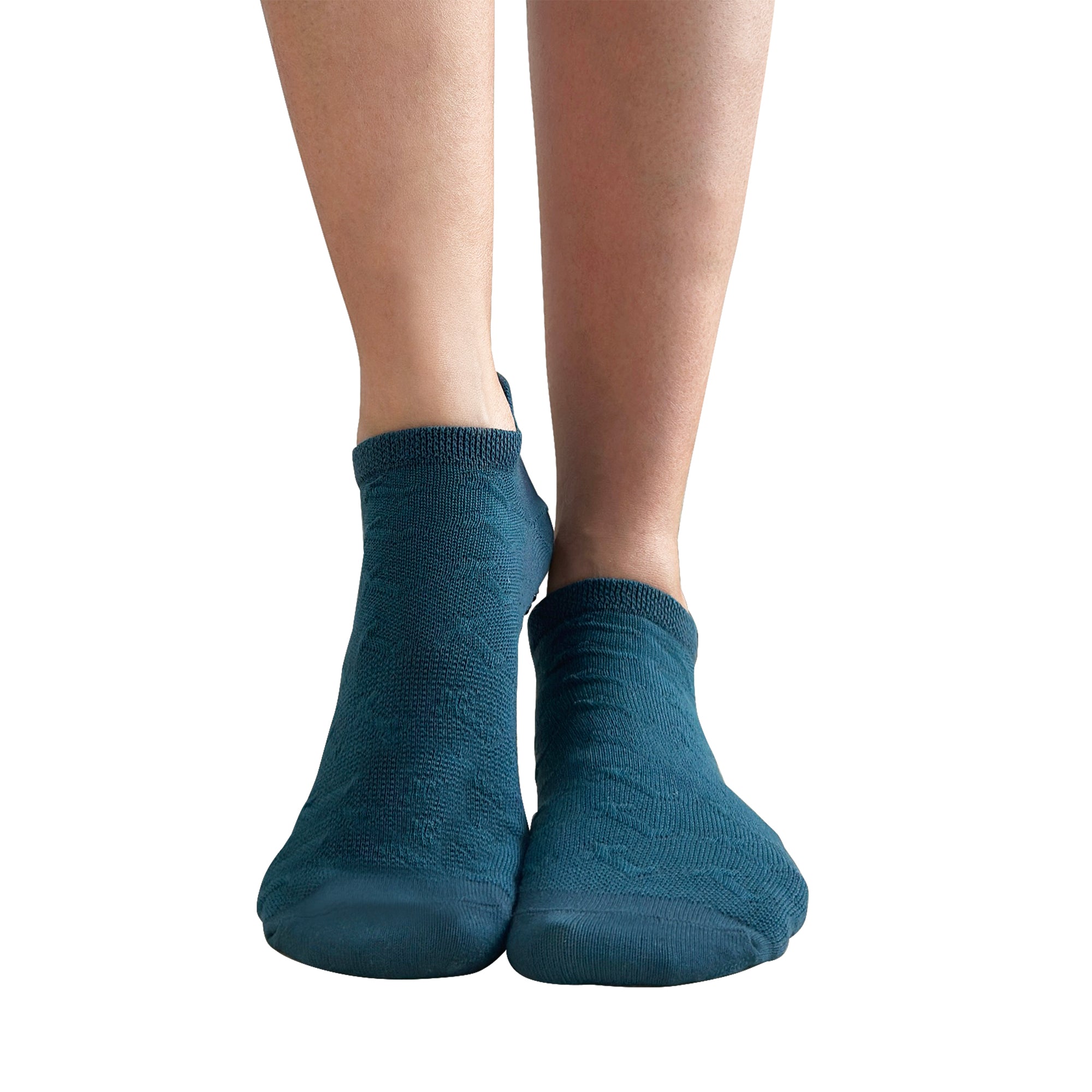 Tucketts Tab Closed Toe - Steelblue Monsoon Pilates Socks - Non-Slip Grip, Barre & Yoga - Women's