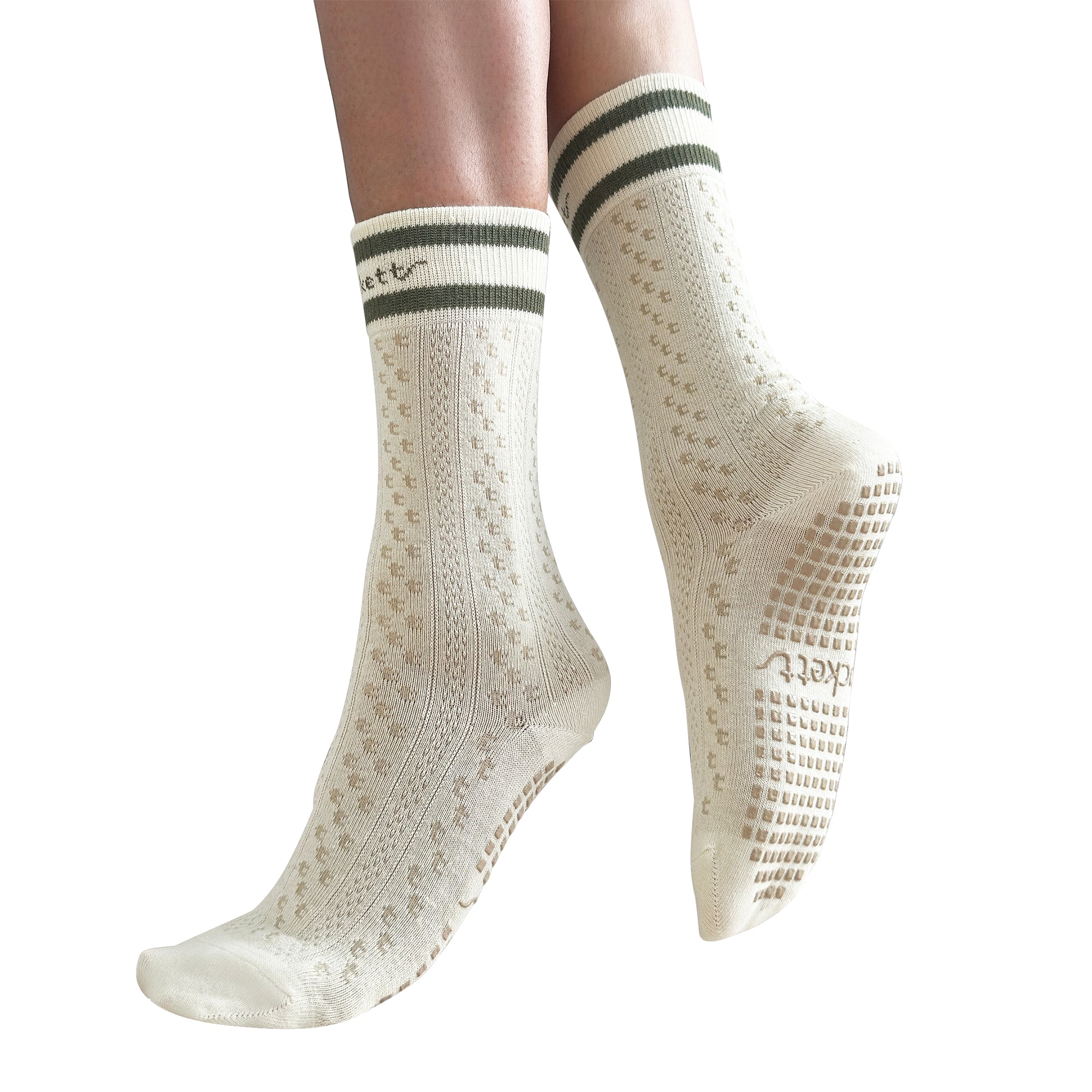 Tucketts Crew Pilates Socks - Non-Slip Grip, Open/Closed Toe, Barre & Yoga - Women's