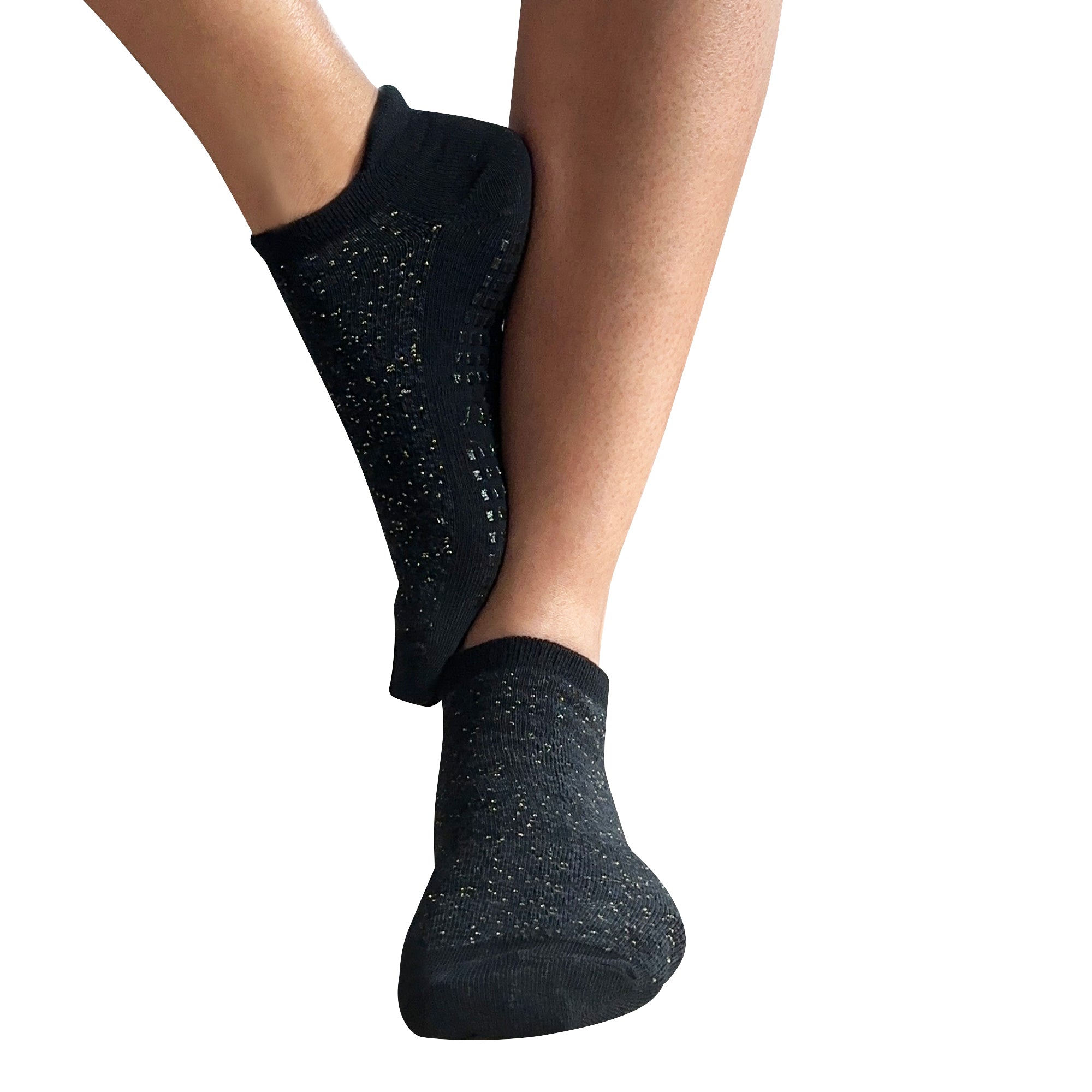 Tucketts Tab Dazzling Noir Pilates Socks - Non-Slip Grip, Closed Toe, Barre & Yoga - Women's