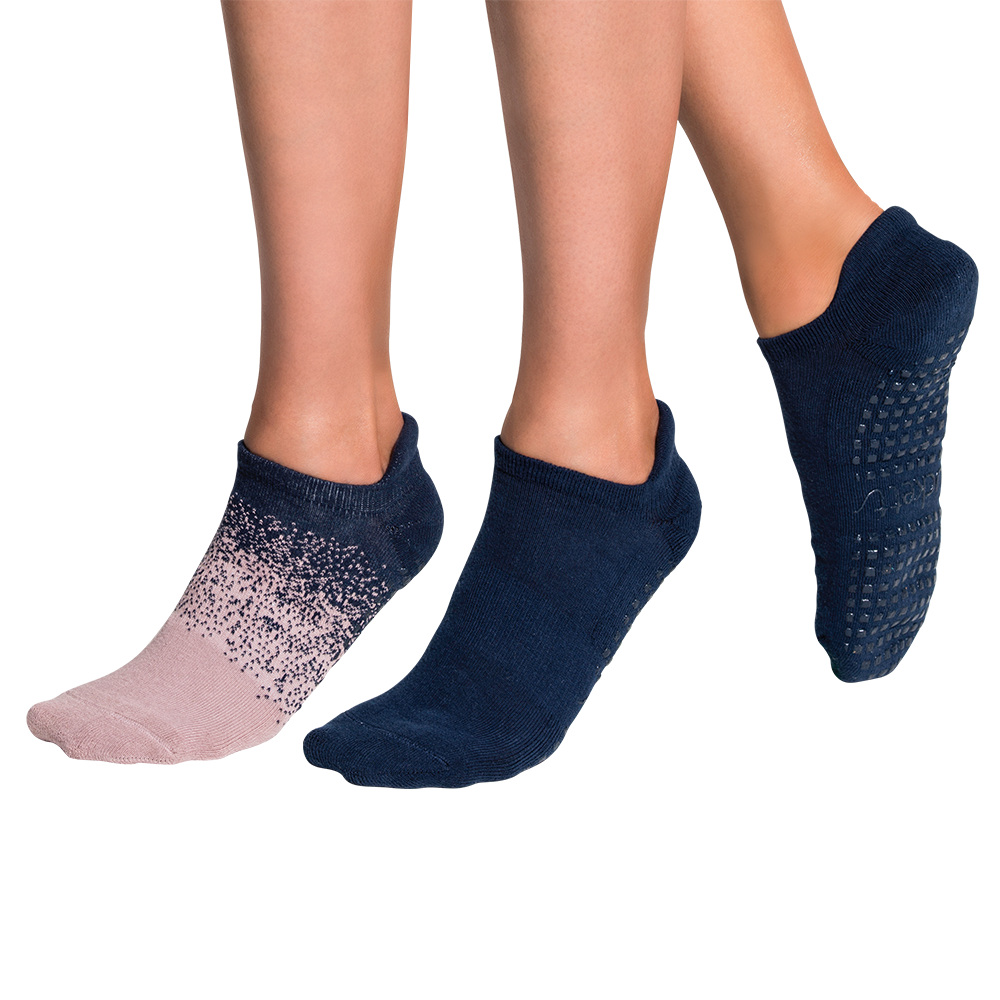 2 PACK - Tab Closed Toe - Rose + Navy - Grip Socks