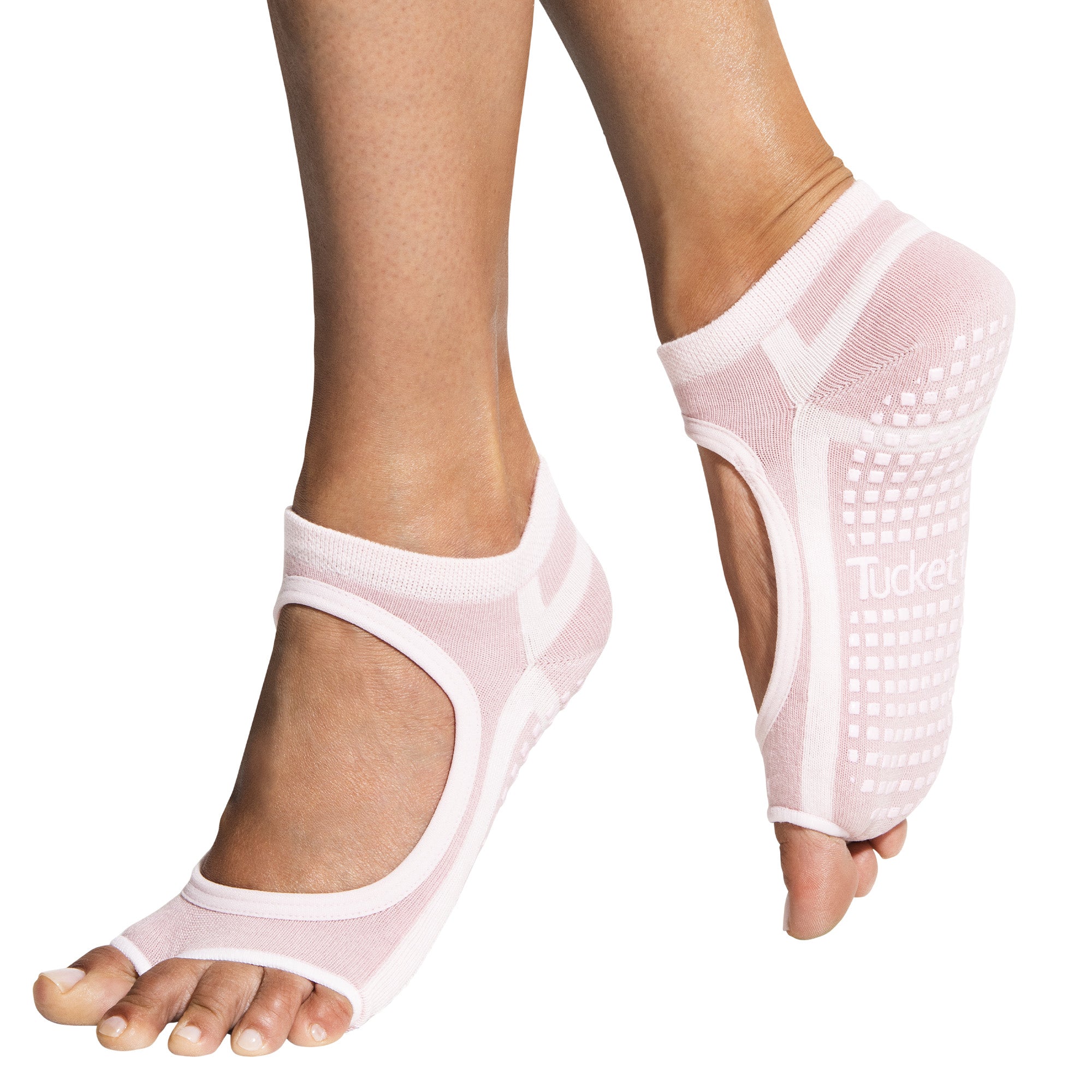 Tucketts Allegro Relaxing Petal Pilates Socks - Non-Slip Grip, Open Toe, Barre & Yoga - Women's