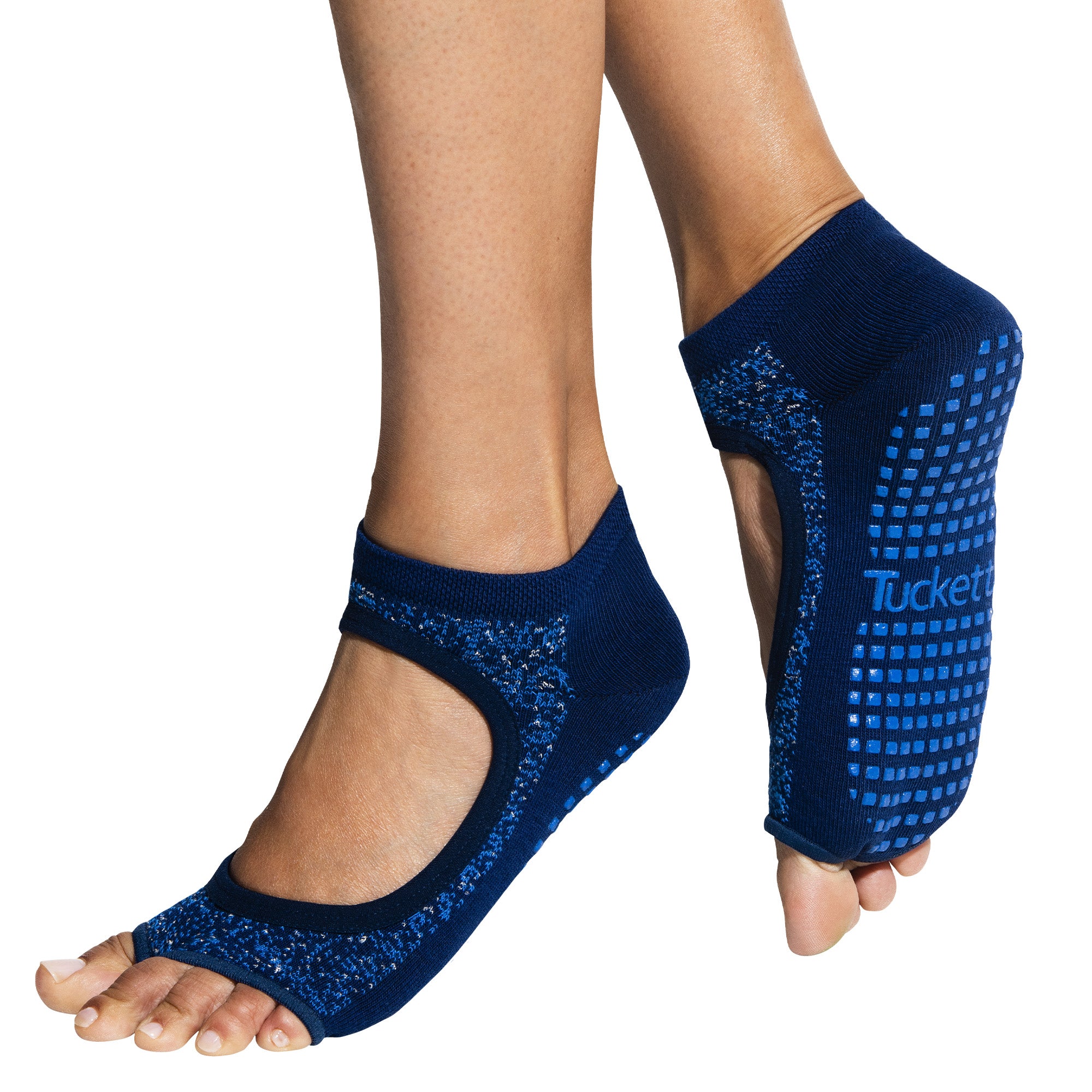 Tucketts Allegro Starry Night Pilates Socks - Non-Slip Grip, Open Toe, Barre & Yoga - Women's