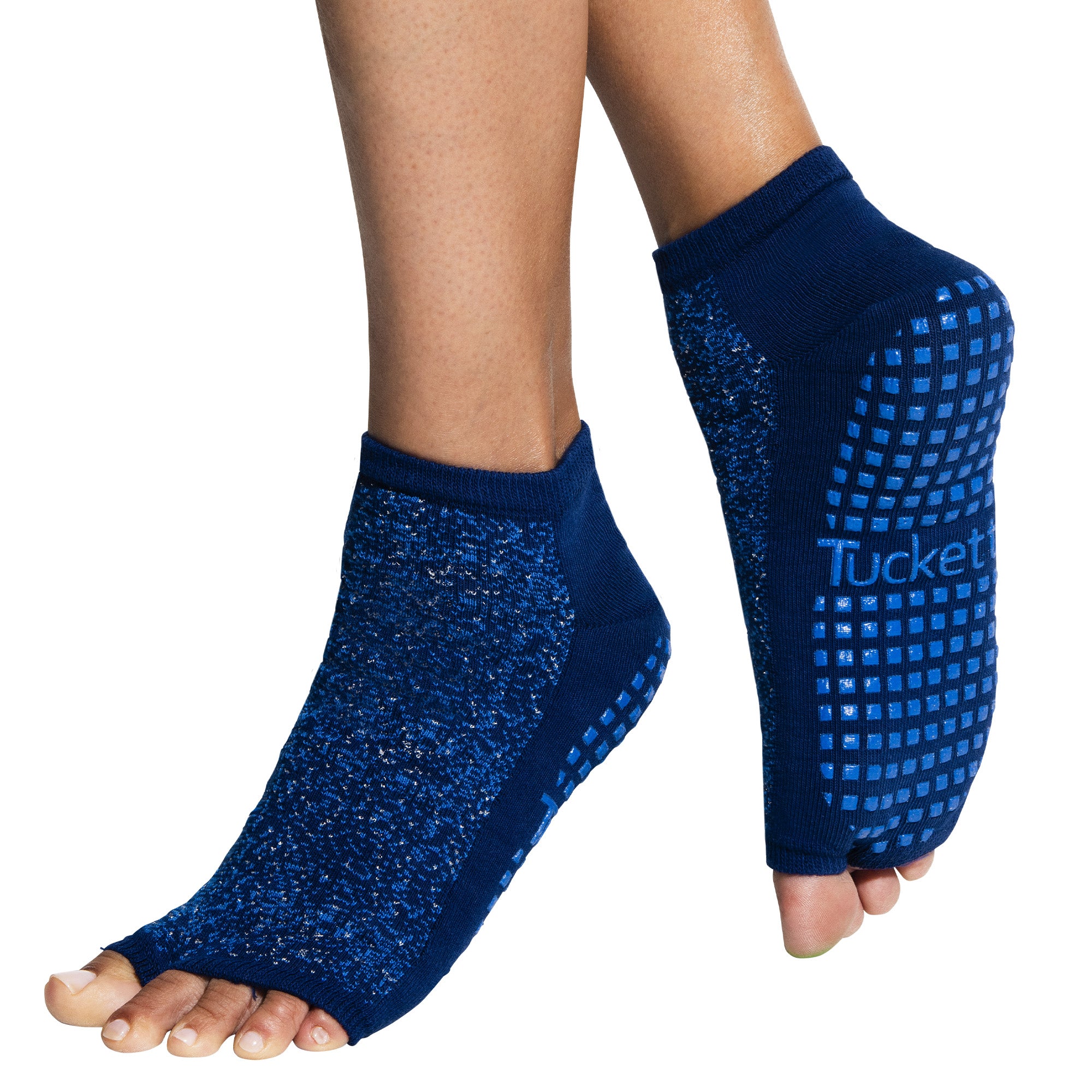 Tucketts Anklet Starry Night Pilates Socks - Non-Slip Grip, Open Toe, Barre & Yoga - Women's