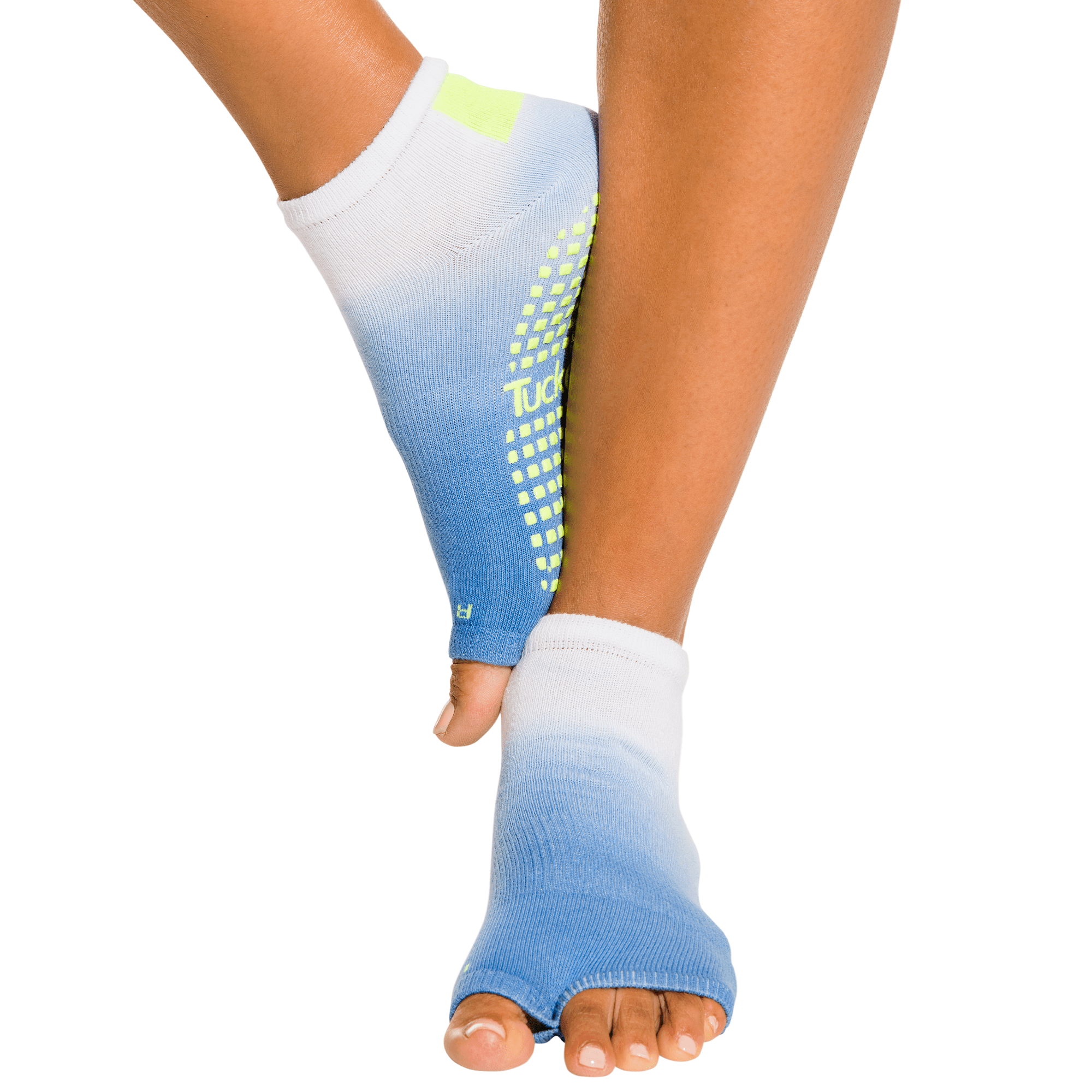 Tucketts Anklet Neon Waters Pilates Socks - Non-Slip Grip, Open Toe, Barre & Yoga - Women's