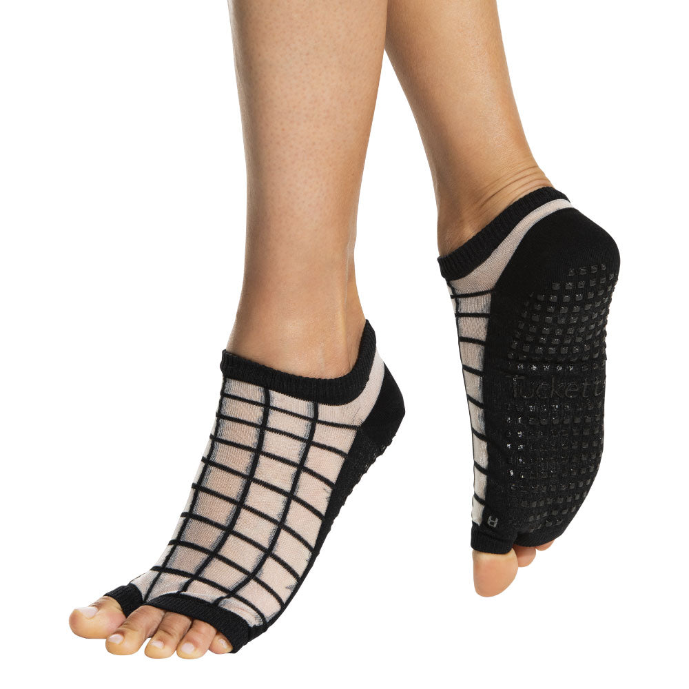 TUCKETTS Women's Open Toe Grip Sock for Pilates Barre Yoga Flow