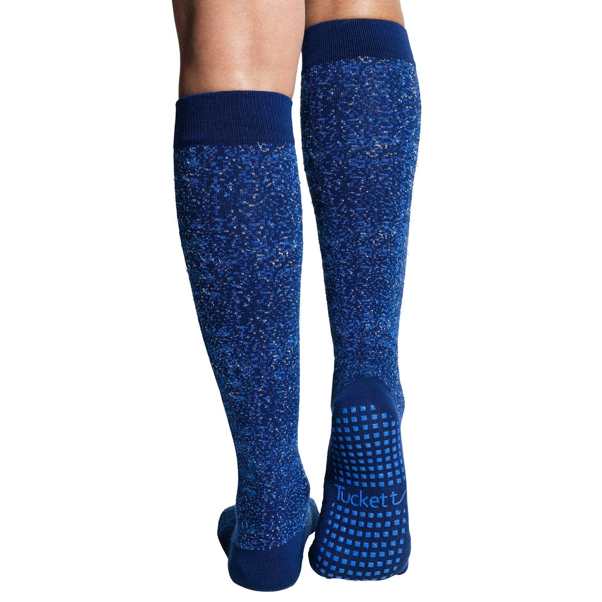 Tucketts Knee High Starry Night Pilates Socks - Non-Slip Grip, Open Toe, Barre & Yoga - Women's