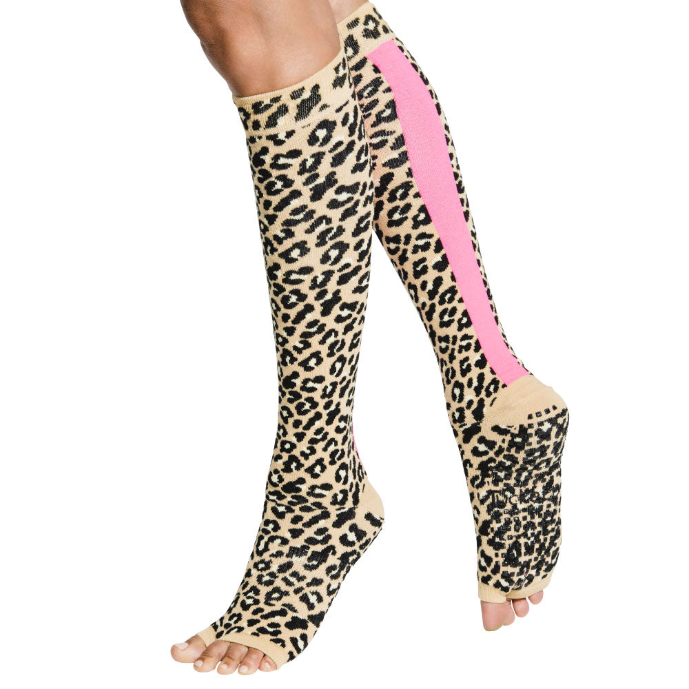 Knee High Toeless Non Slip Long Grip Socks Women, Yoga, Barre