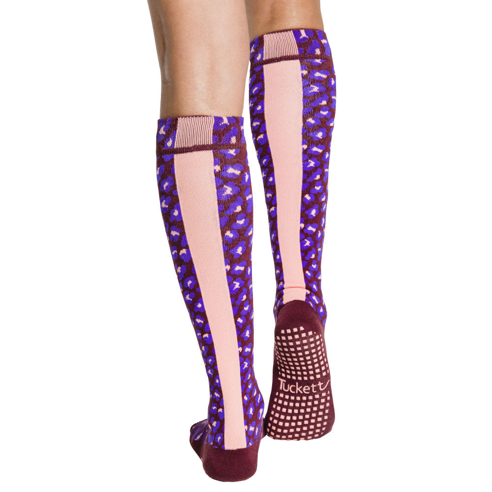 Knee High - Ultraviolet Peach Leopard - Grip Socks