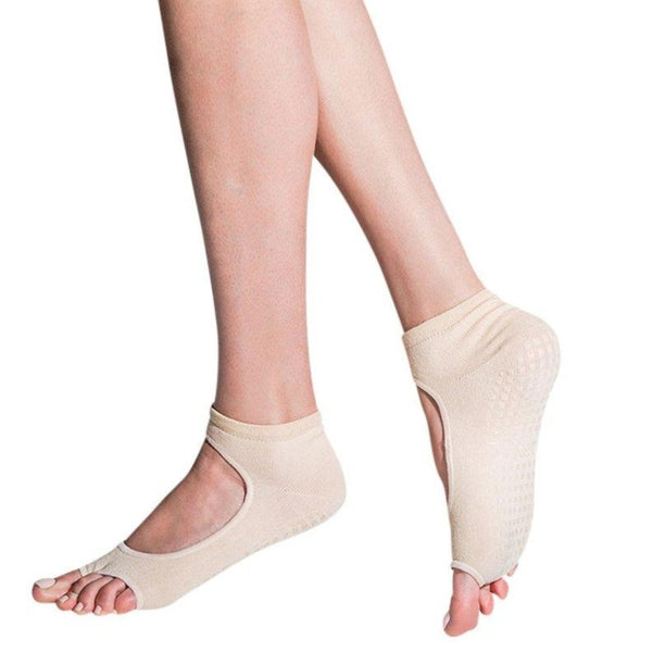 allegro style open toe grip socks in the lightest nude color