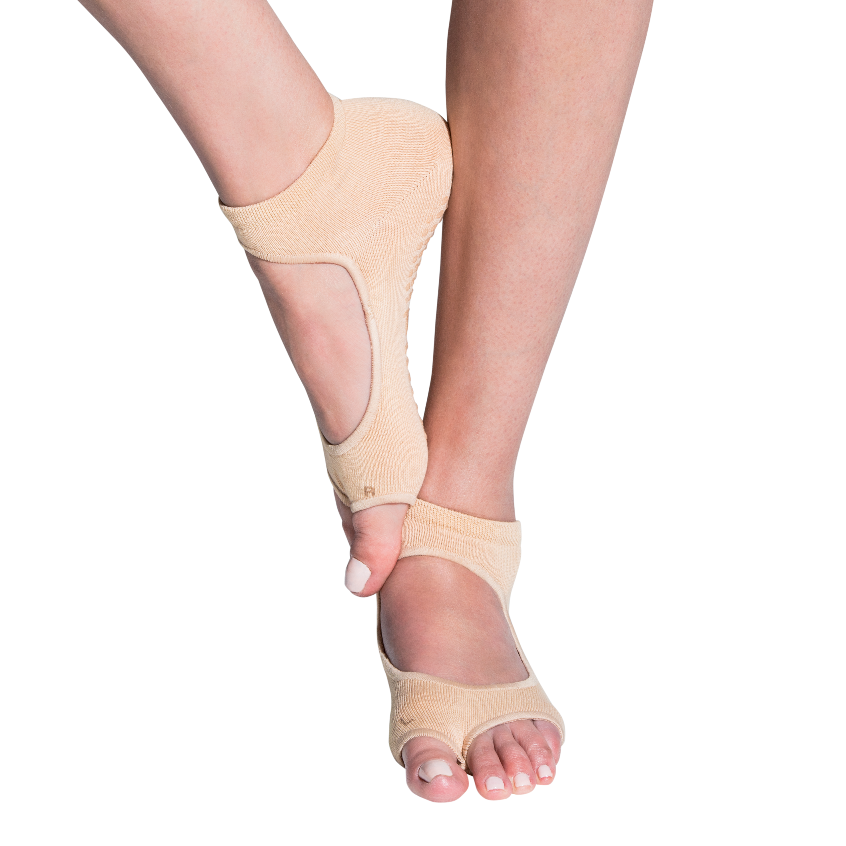 Tucketts Allegro Pale Skin Pilates Socks - Non-Slip Grip, Open Toe, Barre & Yoga - Women's