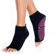 Anklet style open toe grip socks in black with pink grips