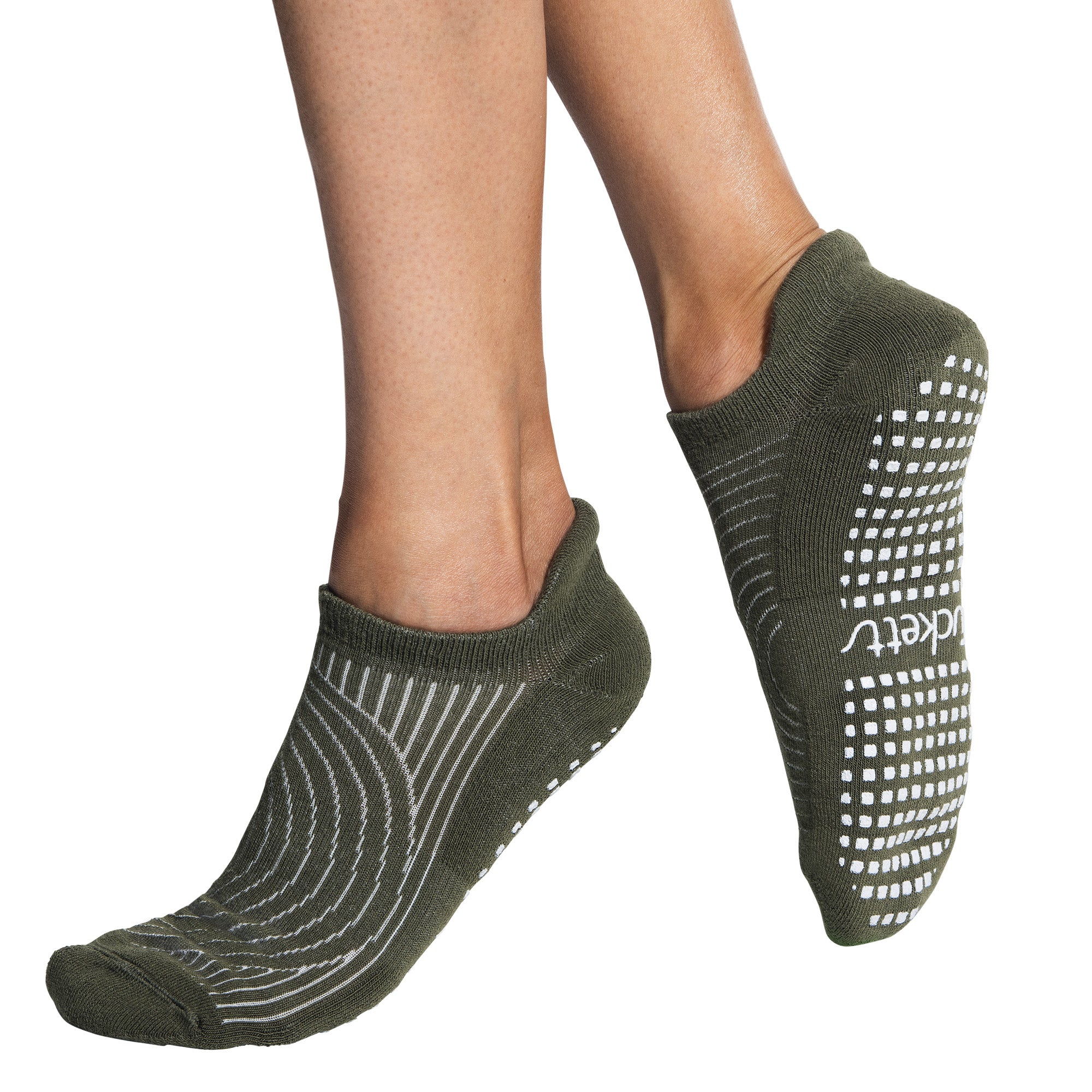 Tucketts Tab Peat Zen Pilates Socks - Non-Slip Grip, Closed Toe, Barre & Yoga - Women's